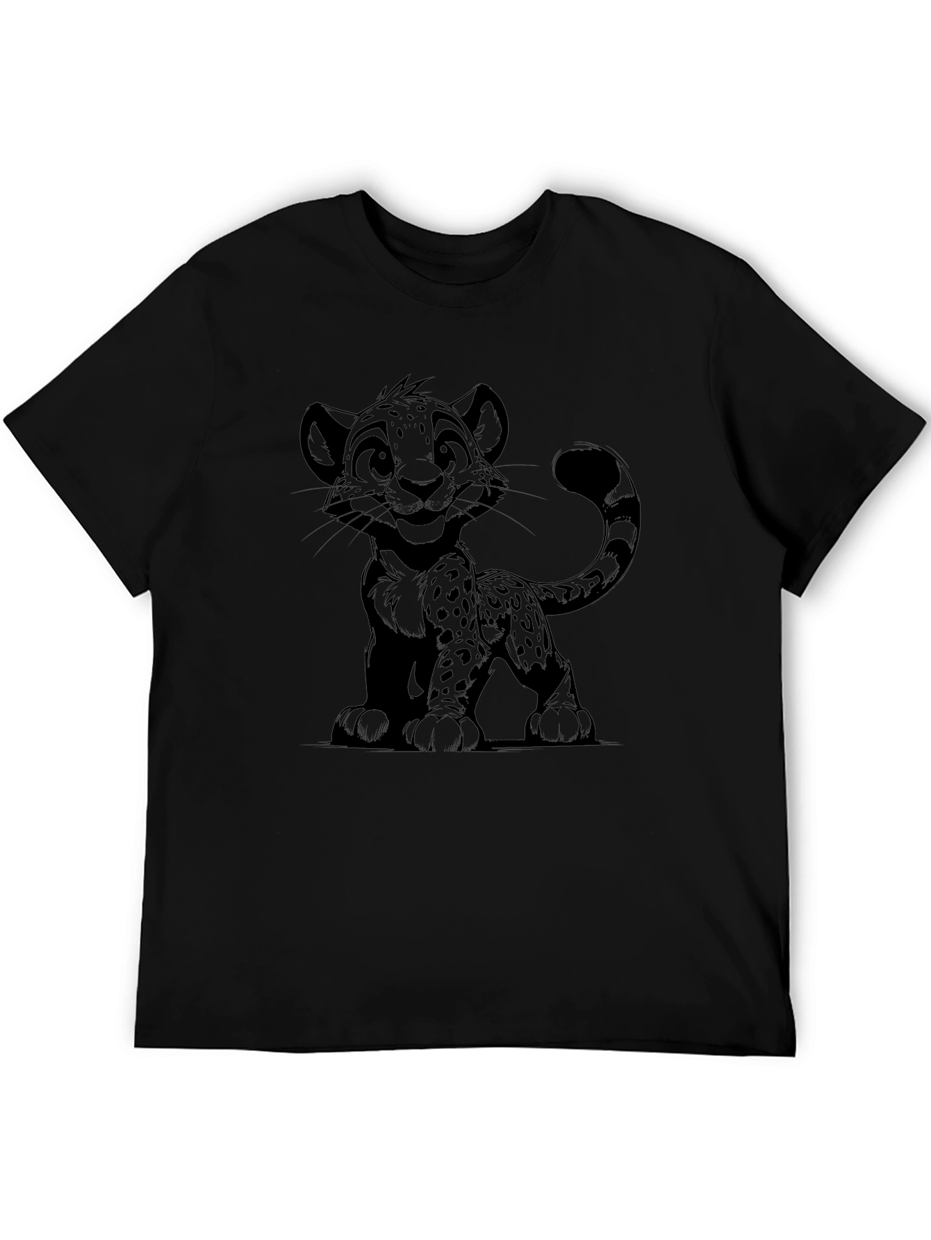 Cartoon Cheetah Graphic T-Shirt
