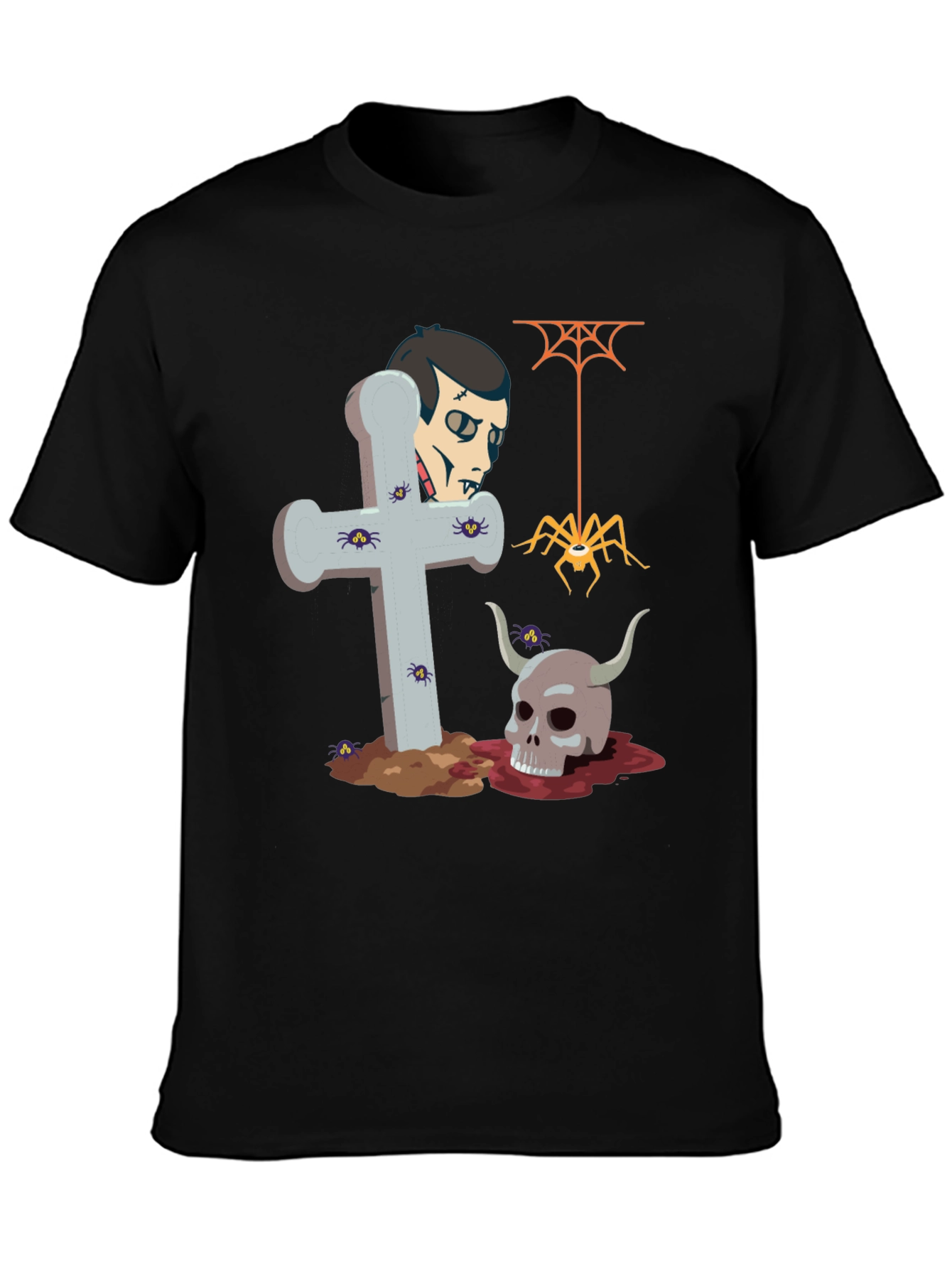 Halloween Graphic Tee: Vampire Skull Spider