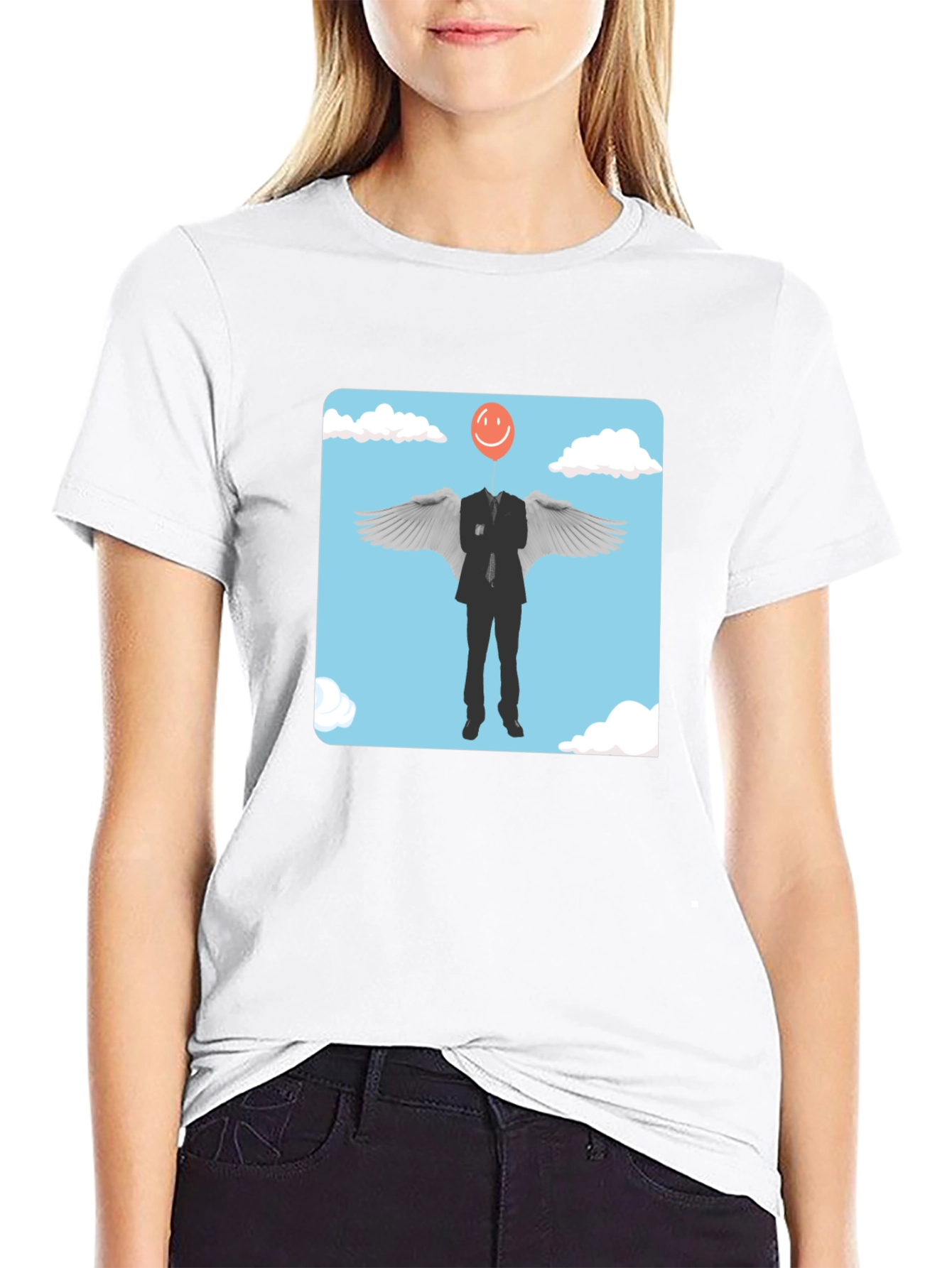 Smiling Balloon Angel Graphic Tee