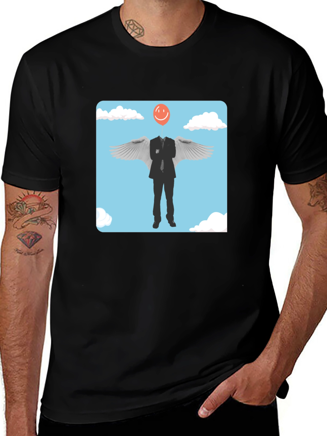 Smiling Balloon Angel Graphic Tee