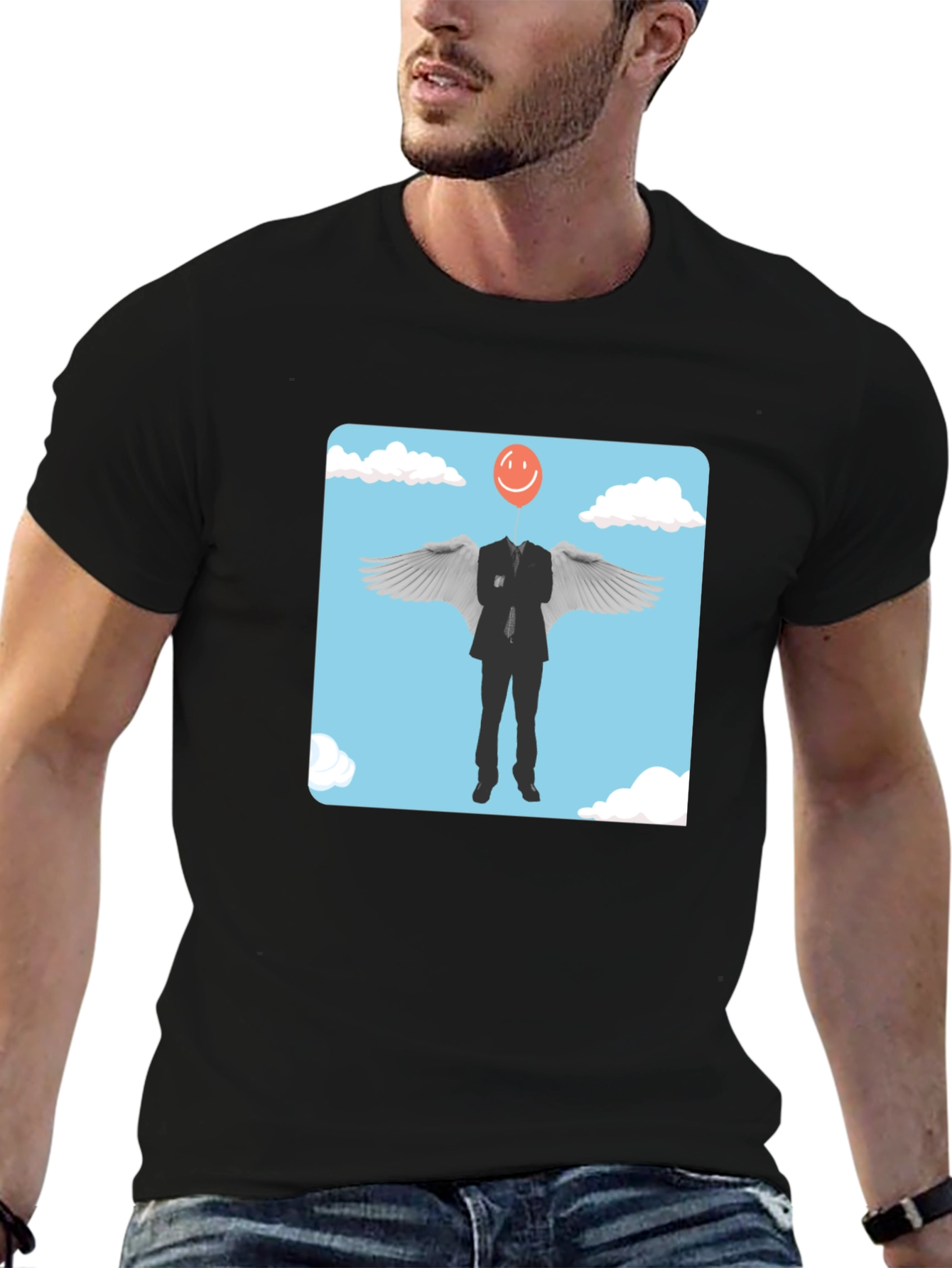 Smiling Balloon Angel Graphic Tee
