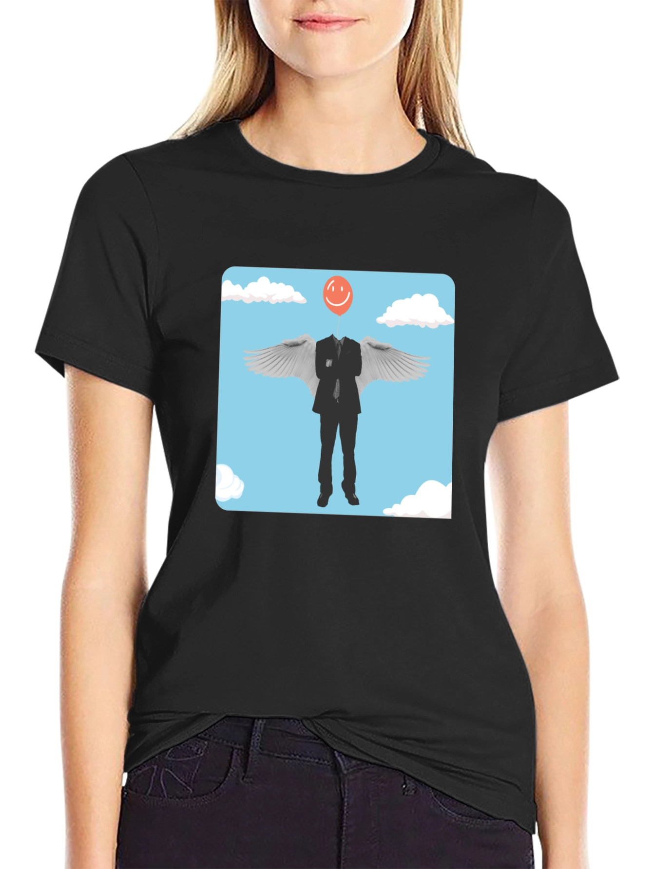 Smiling Balloon Angel Graphic Tee