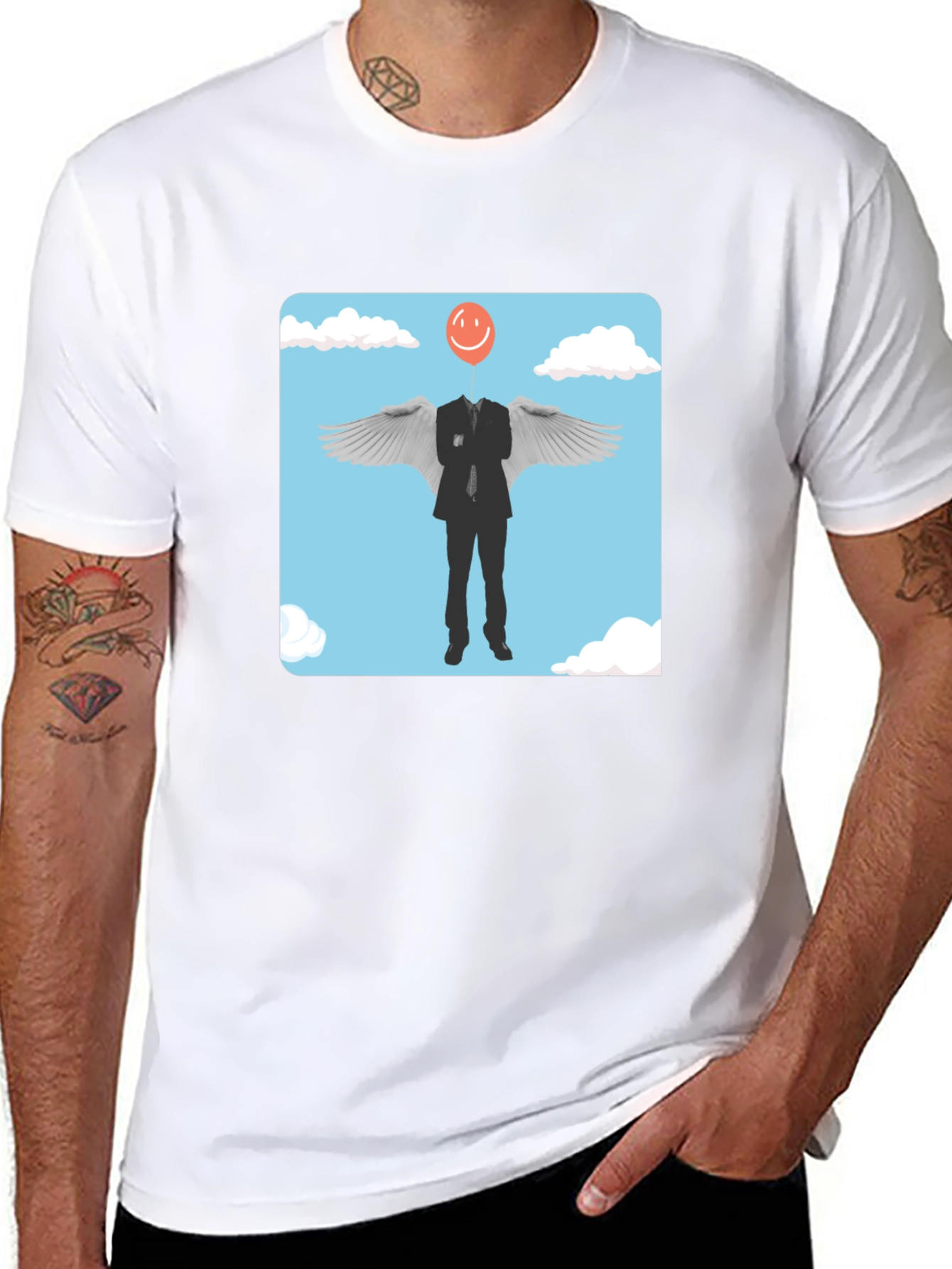 Smiling Balloon Angel Graphic Tee