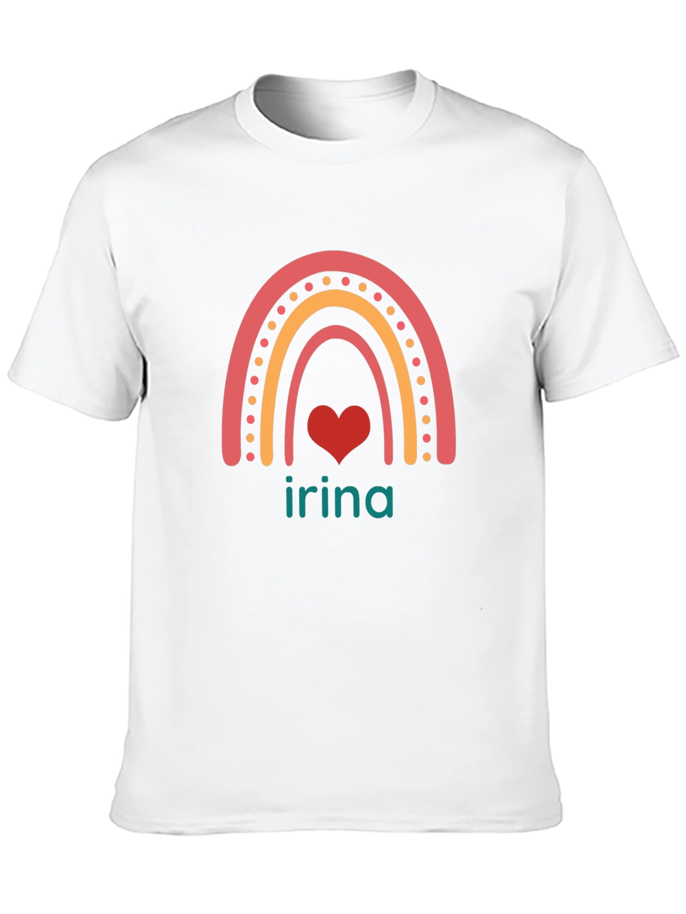 Irina Rainbow Heart Personalized T-Shirt