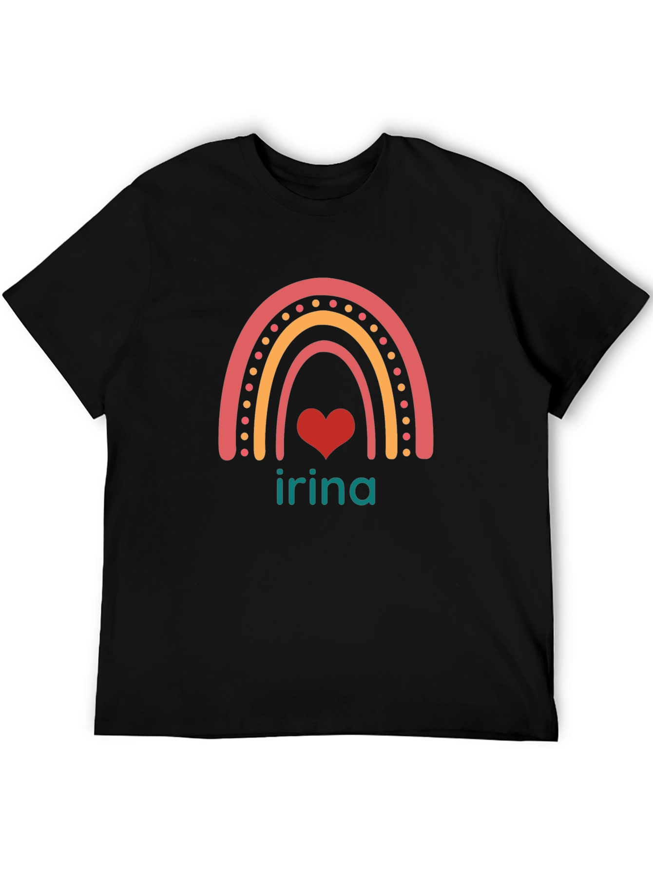 Irina Rainbow Heart Personalized T-Shirt