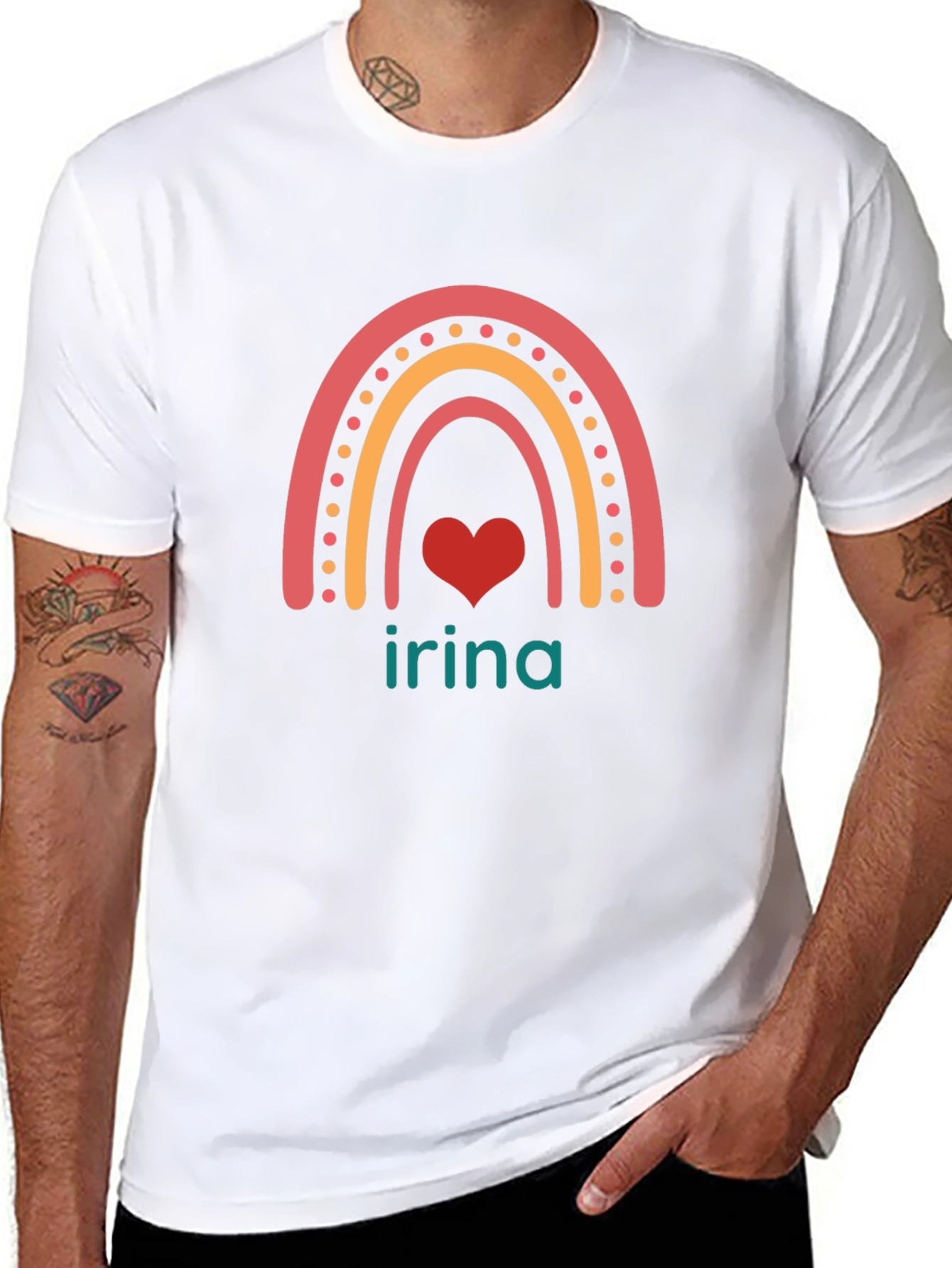 Irina Rainbow Heart Personalized T-Shirt
