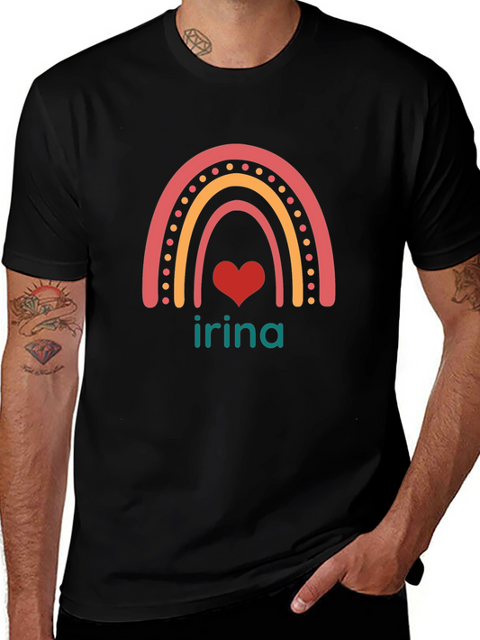 Irina Rainbow Heart Personalized T-Shirt