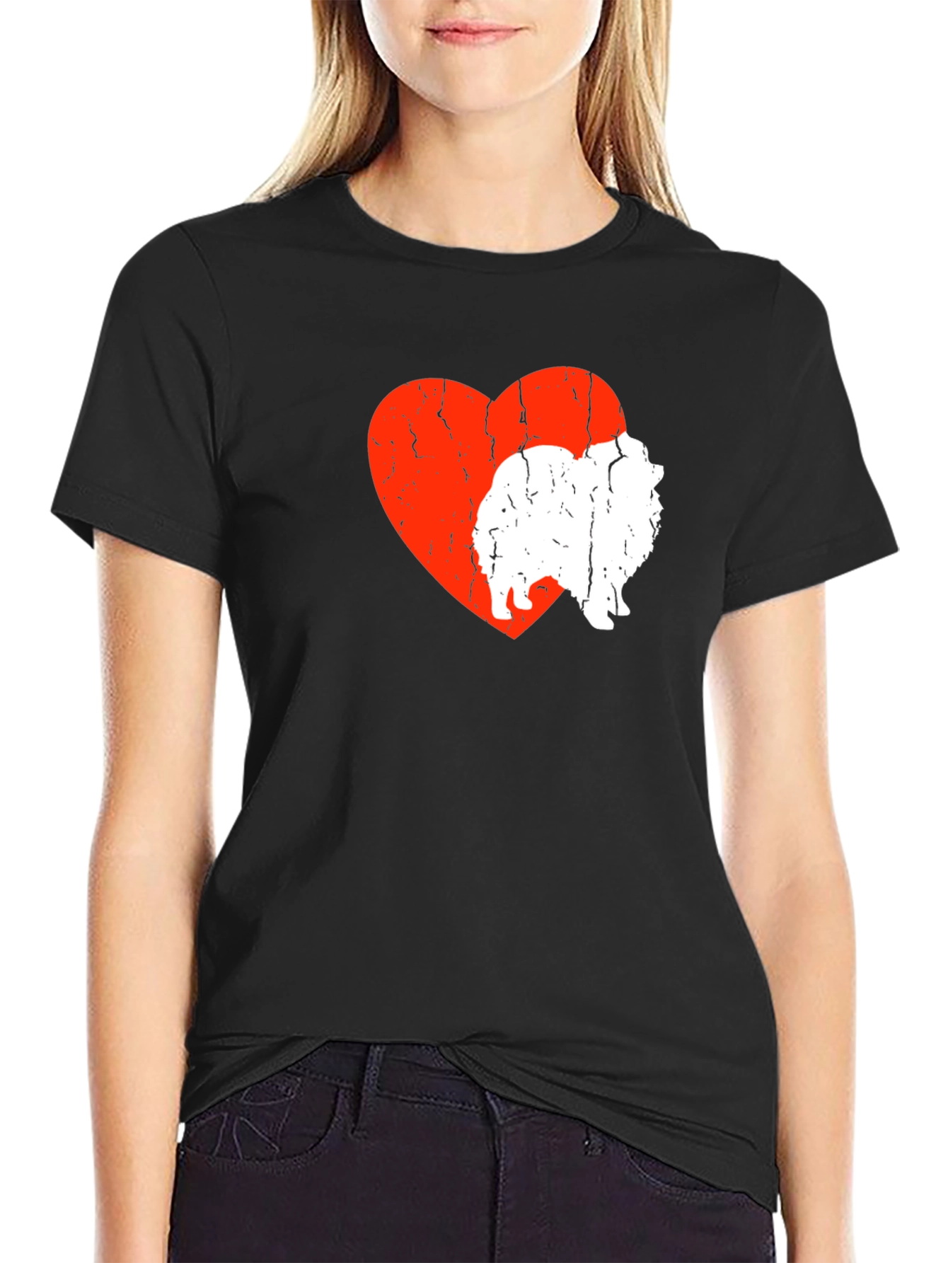 Dog Lover T-Shirt: Pomeranian Heart Design