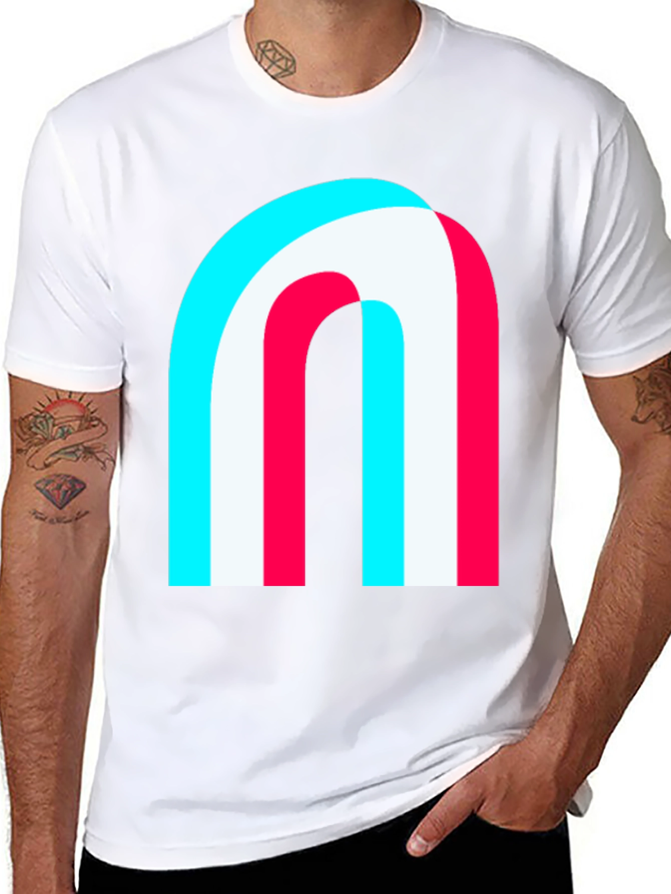 Modern Graphic Tee - Abstract Arch Design Black Shirt