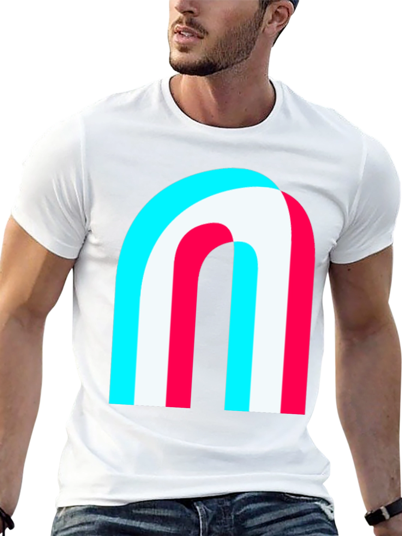 Modern Graphic Tee - Abstract Arch Design Black Shirt