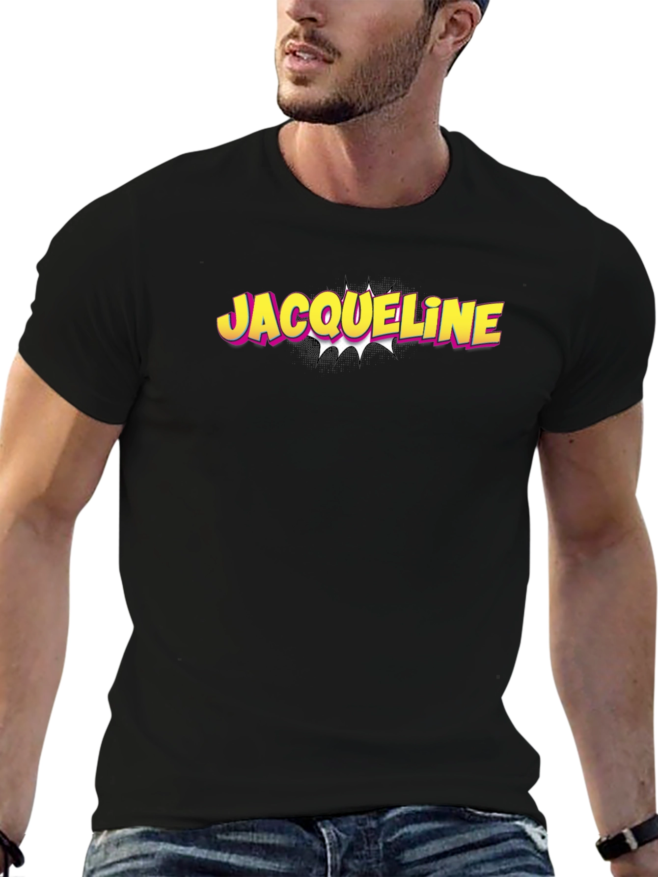Jacqueline Comic Style Black T-Shirt