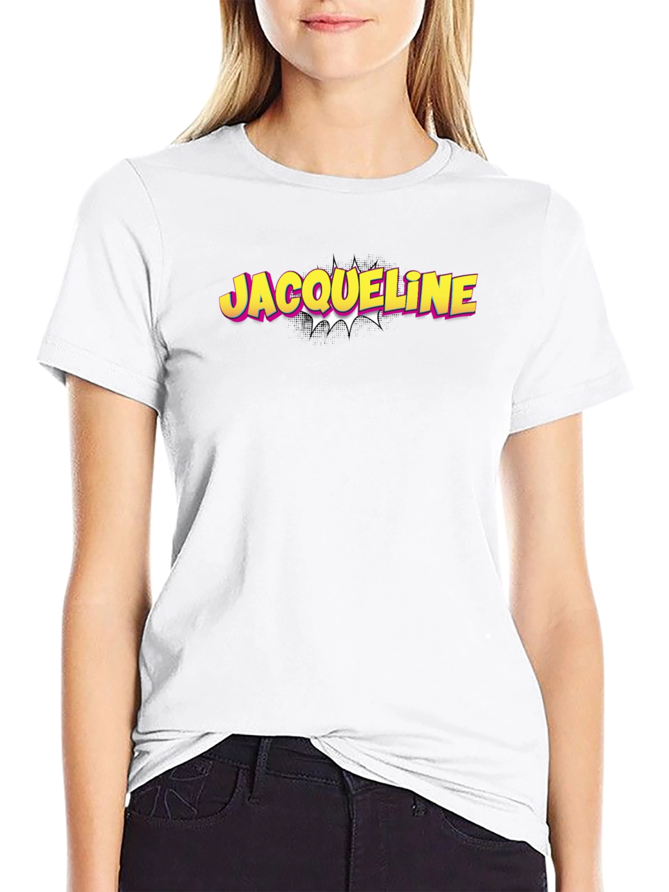 Jacqueline Comic Style Black T-Shirt