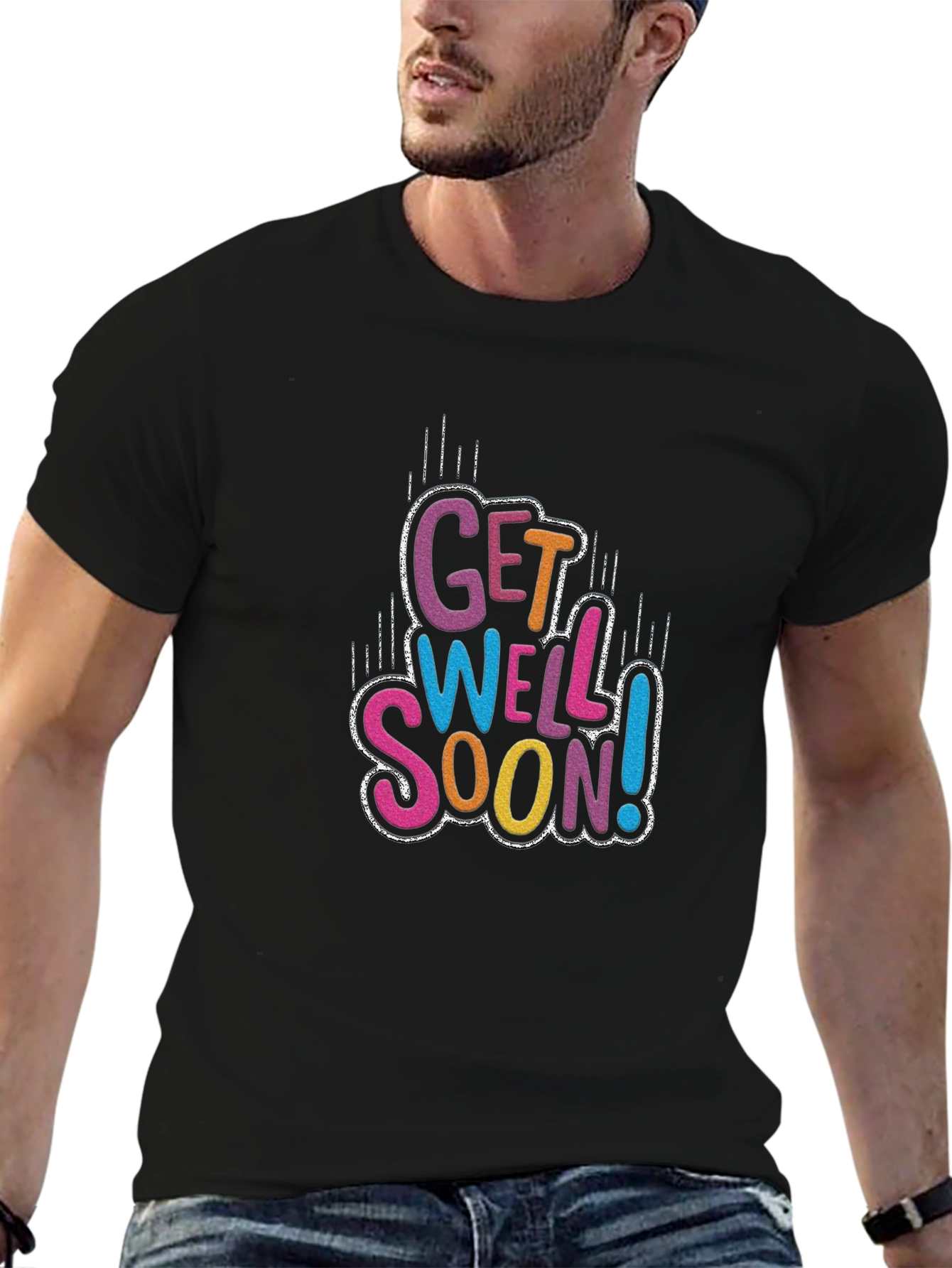 Get Well Soon Graphic Tee - Unisex Black T-Shirt