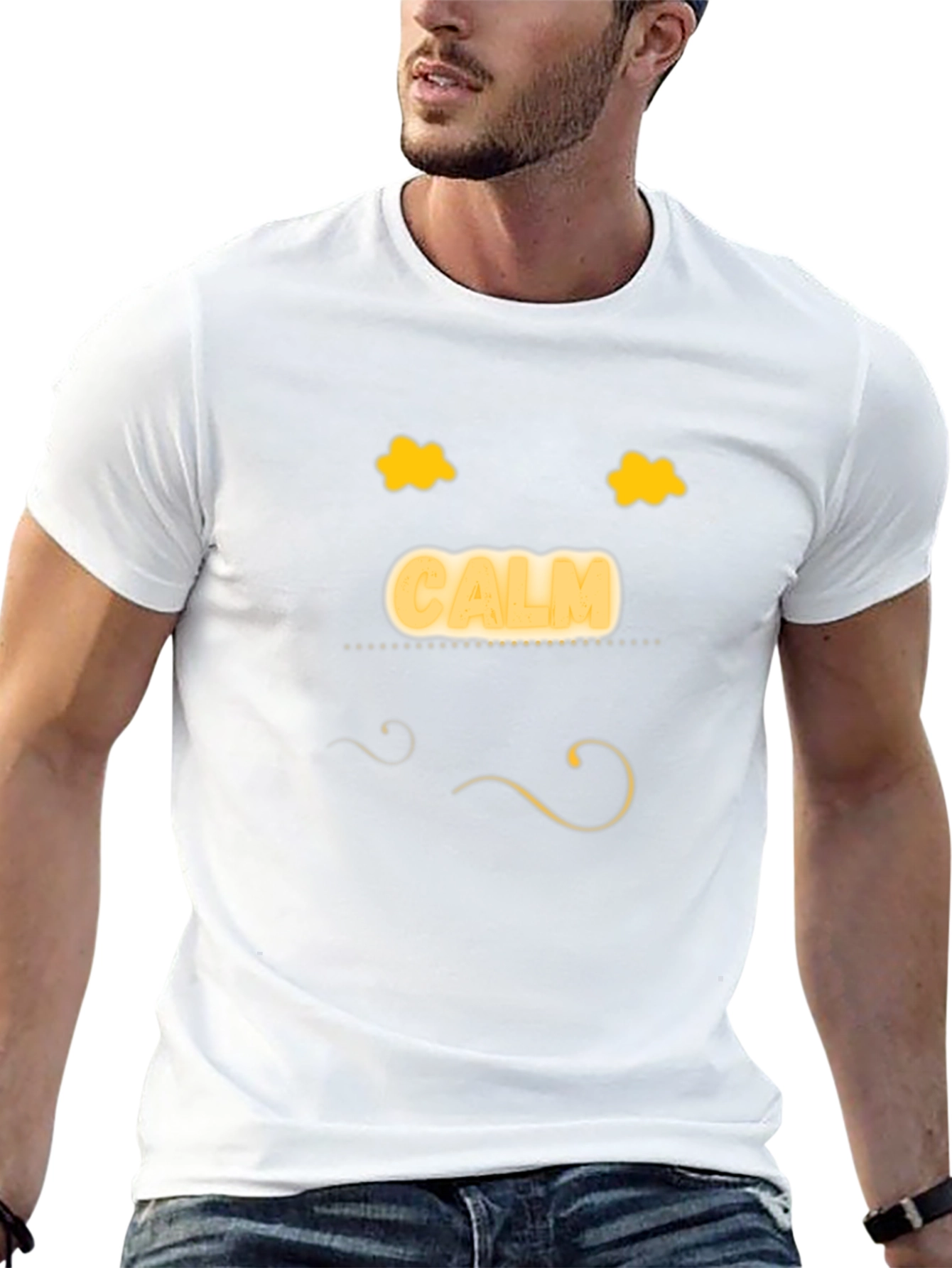 Calm Face Black T-Shirt - Mens Relaxed Fit