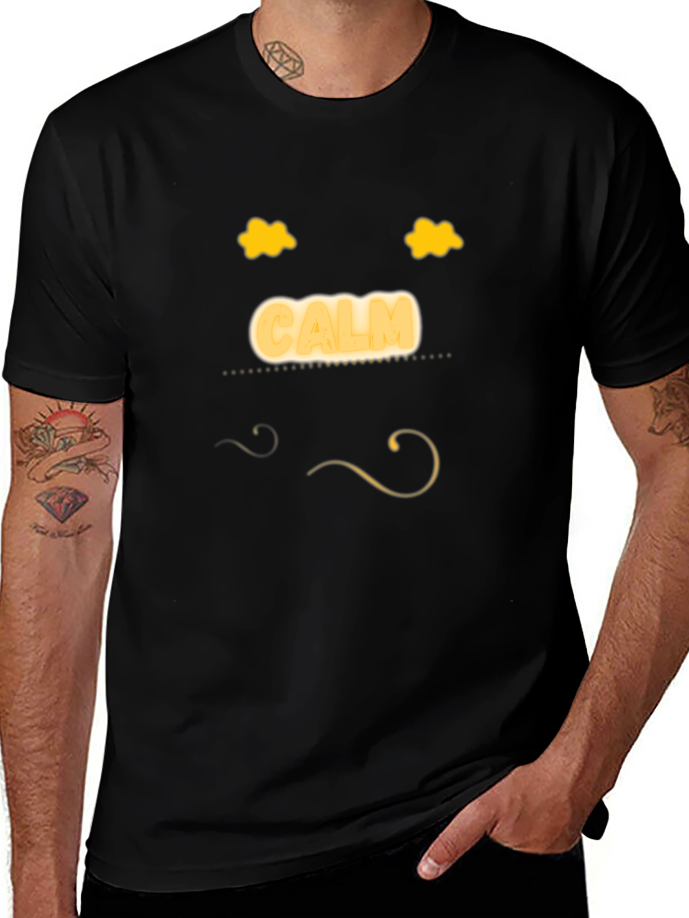Calm Face Black T-Shirt - Mens Relaxed Fit