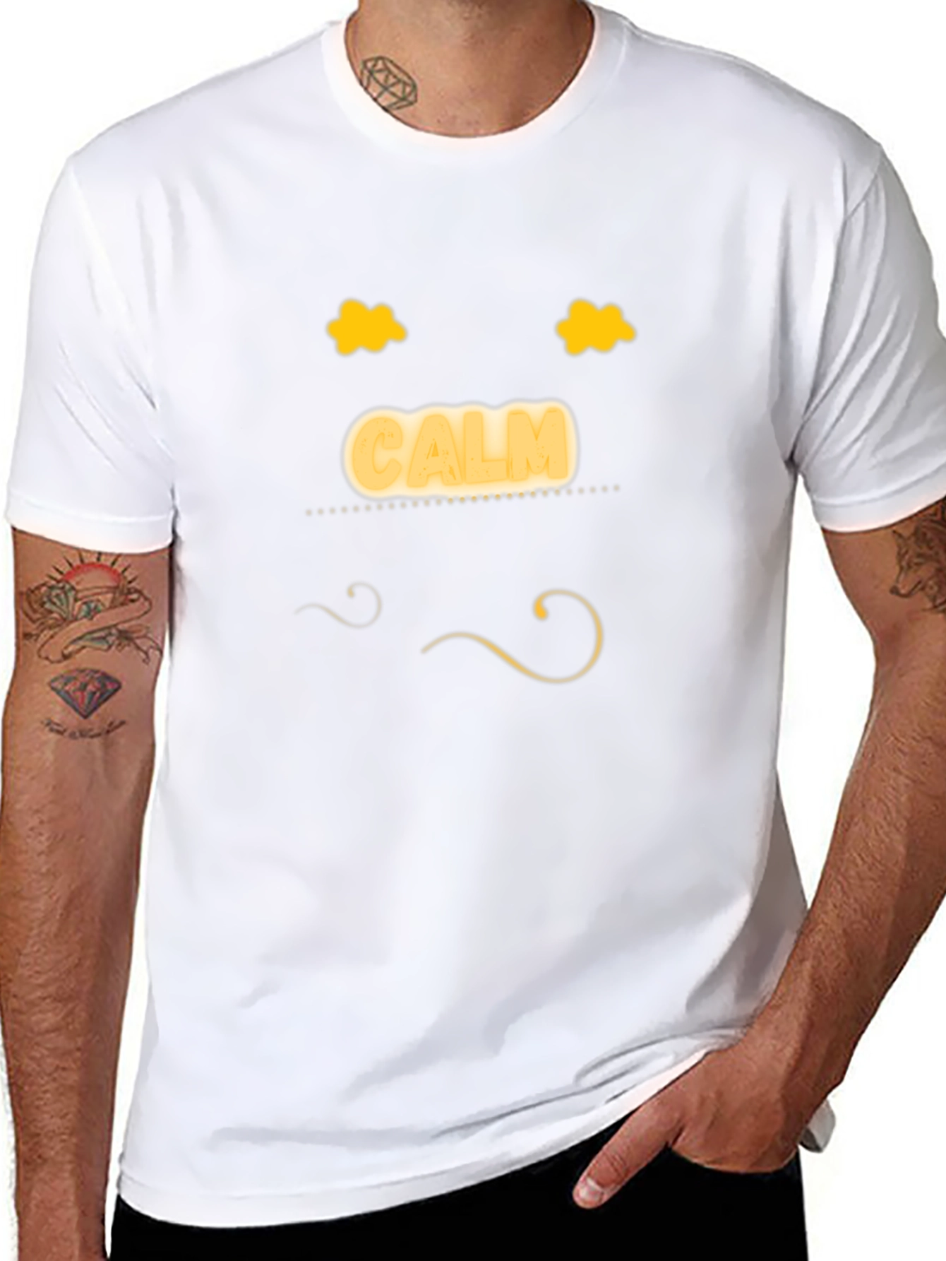 Calm Face Black T-Shirt - Mens Relaxed Fit