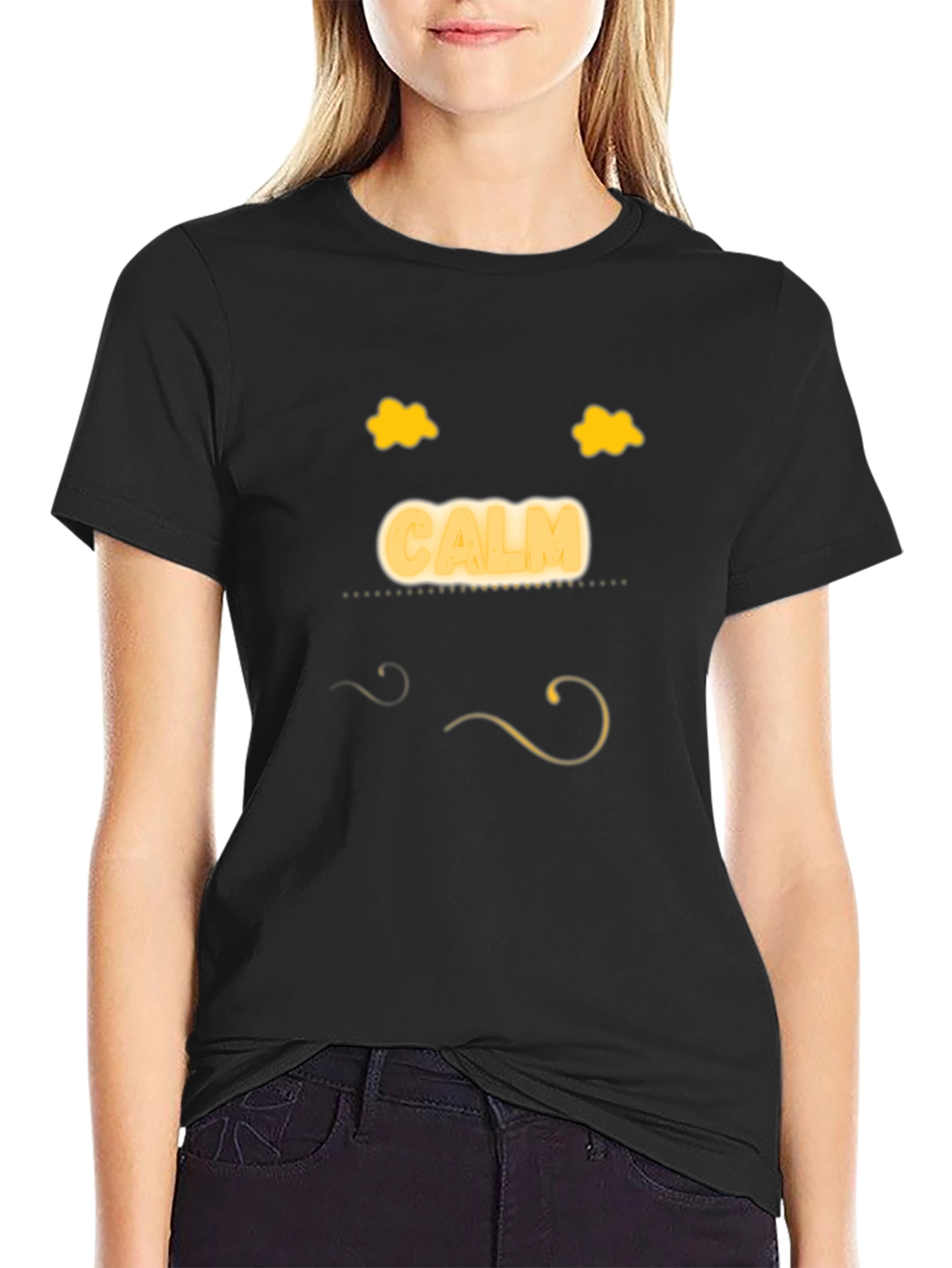 Calm Face Black T-Shirt - Mens Relaxed Fit