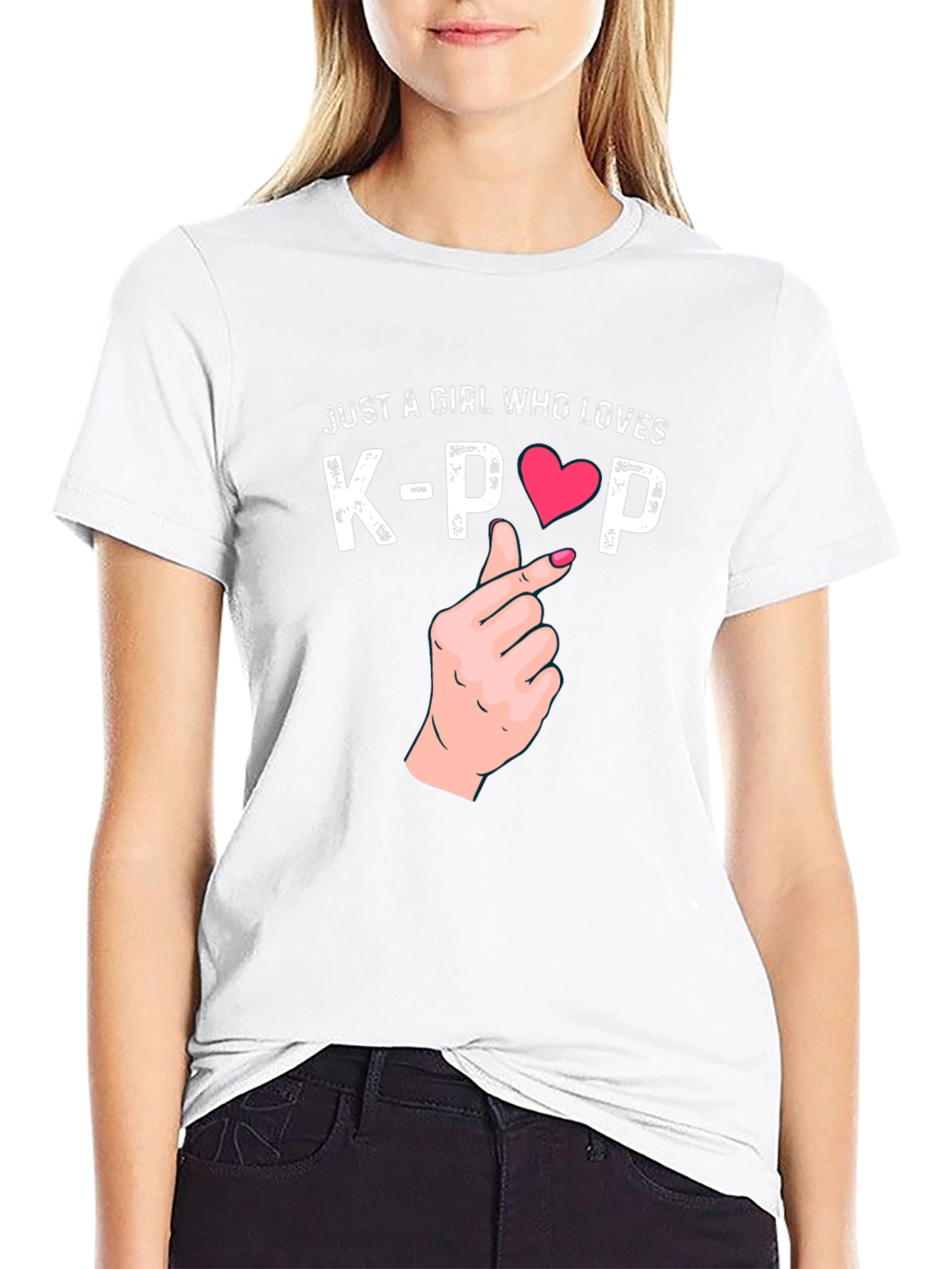 K-Pop Love Heart Black T-Shirt