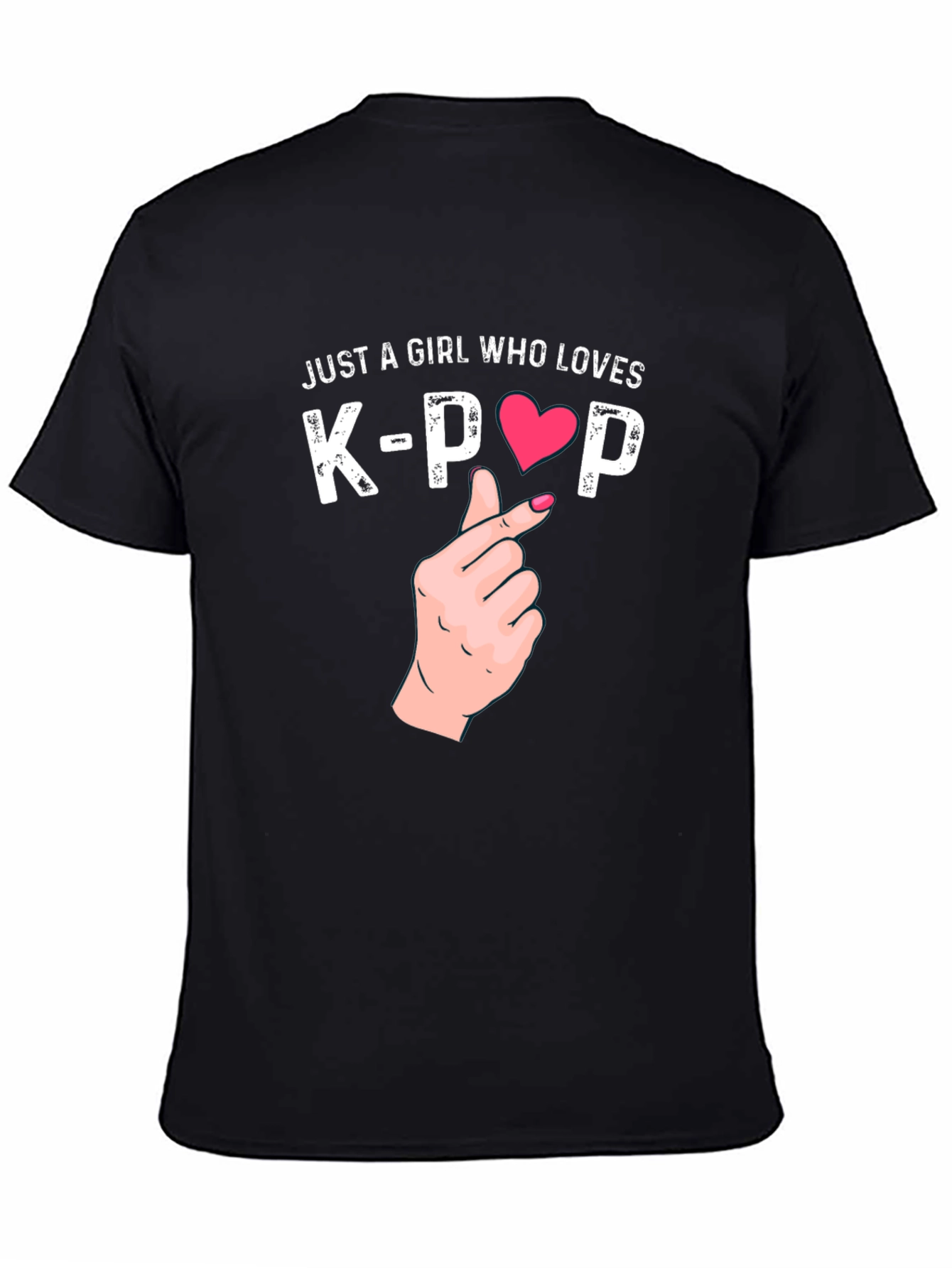 K-Pop Love Heart Black T-Shirt