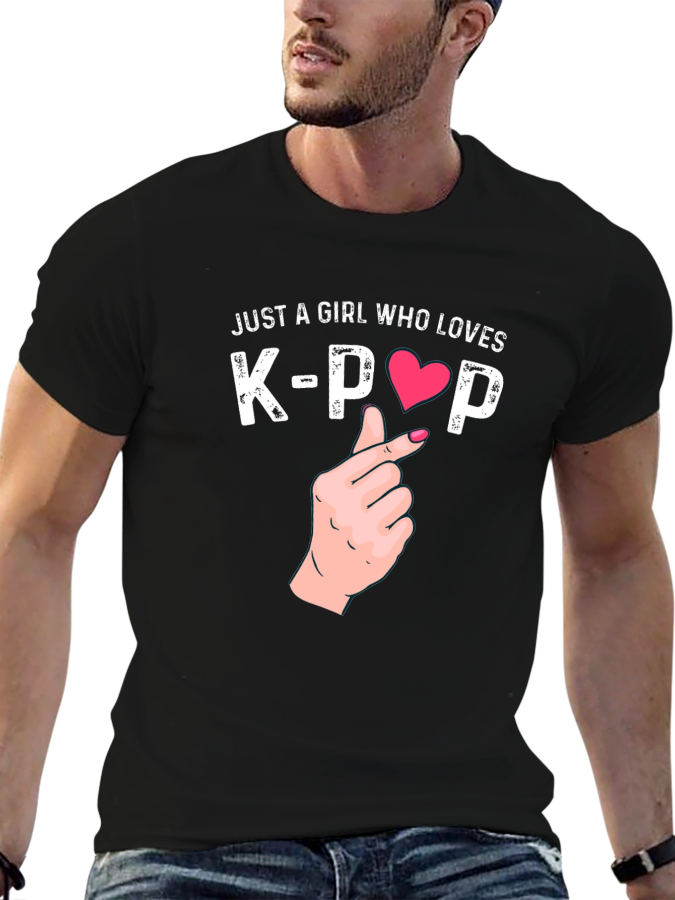 K-Pop Love Heart Black T-Shirt