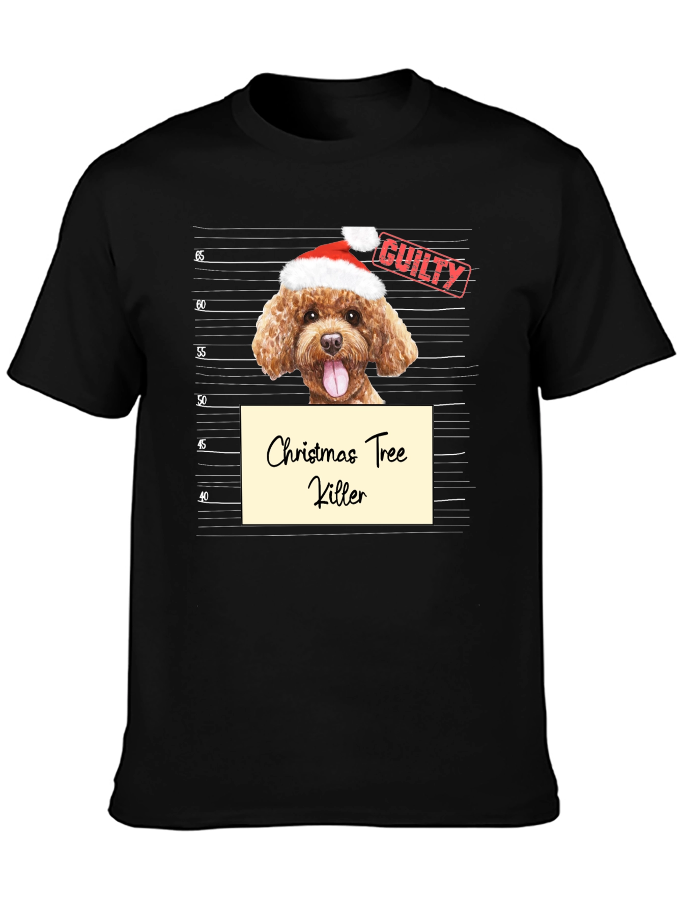 Christmas Tree Killer Dog Mugshot Graphic T-Shirt