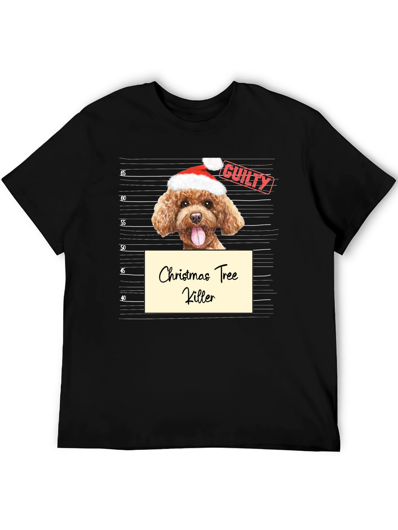 Christmas Tree Killer Dog Mugshot Graphic T-Shirt