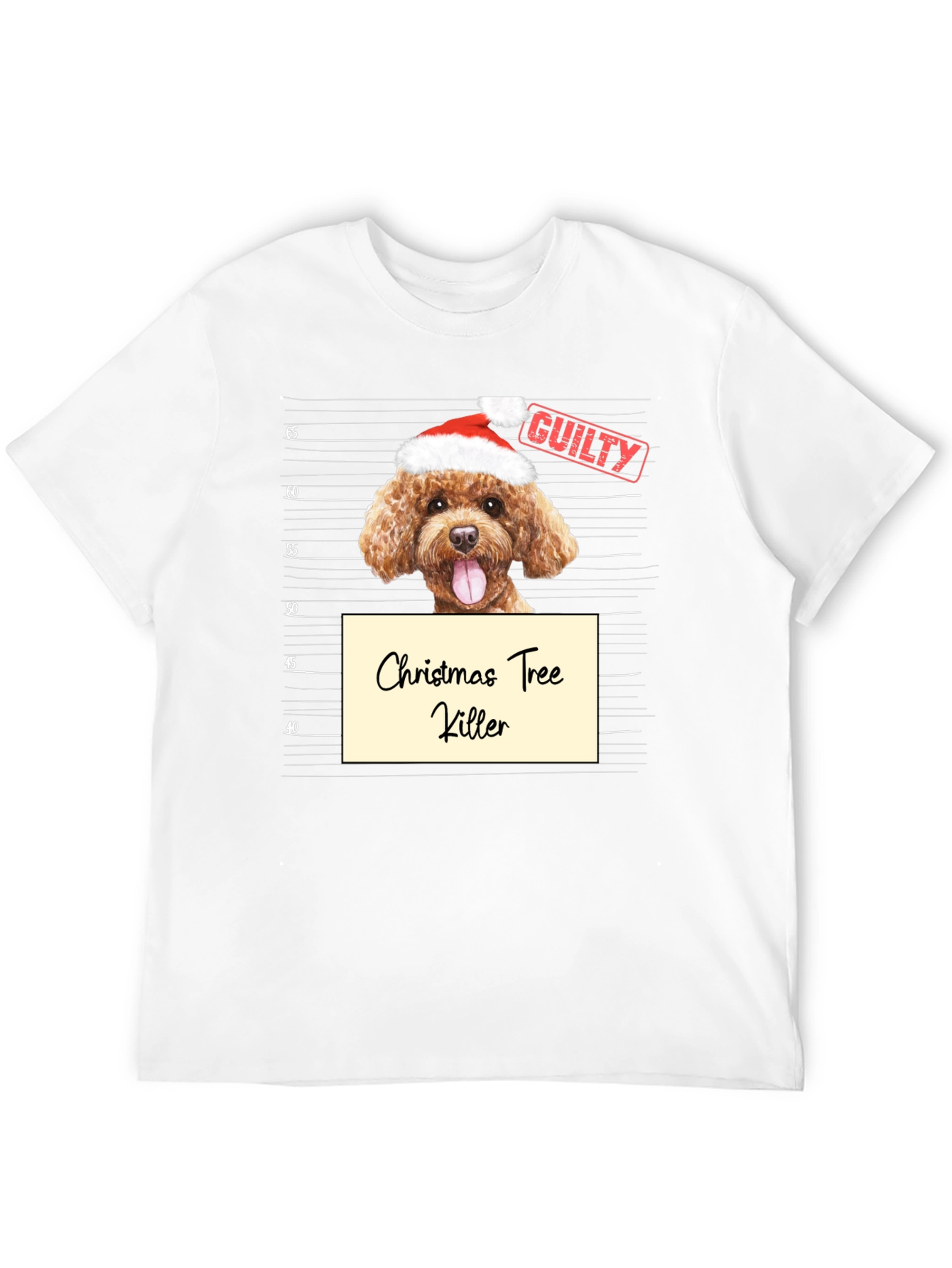 Christmas Tree Killer Dog Mugshot Graphic T-Shirt