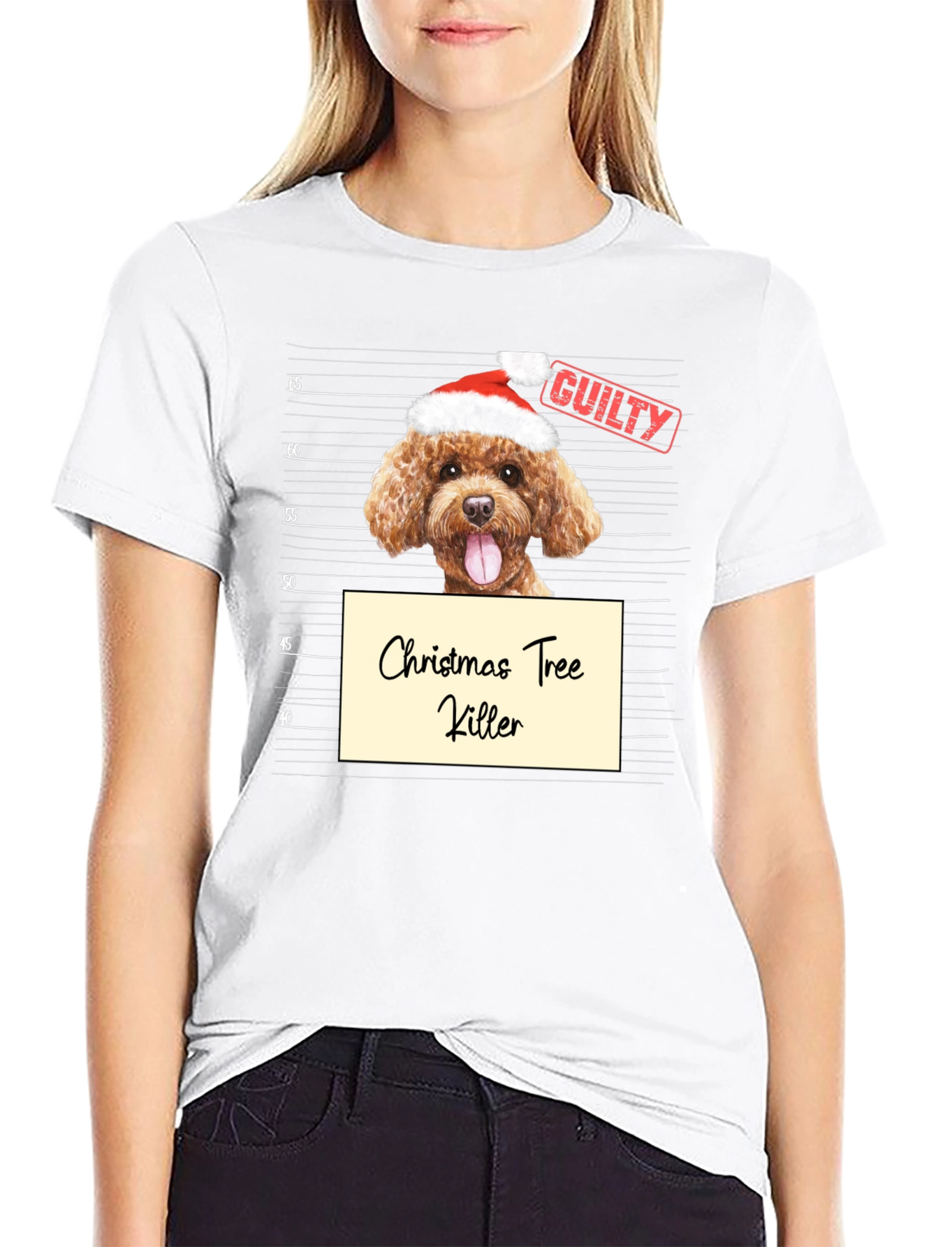 Christmas Tree Killer Dog Mugshot Graphic T-Shirt