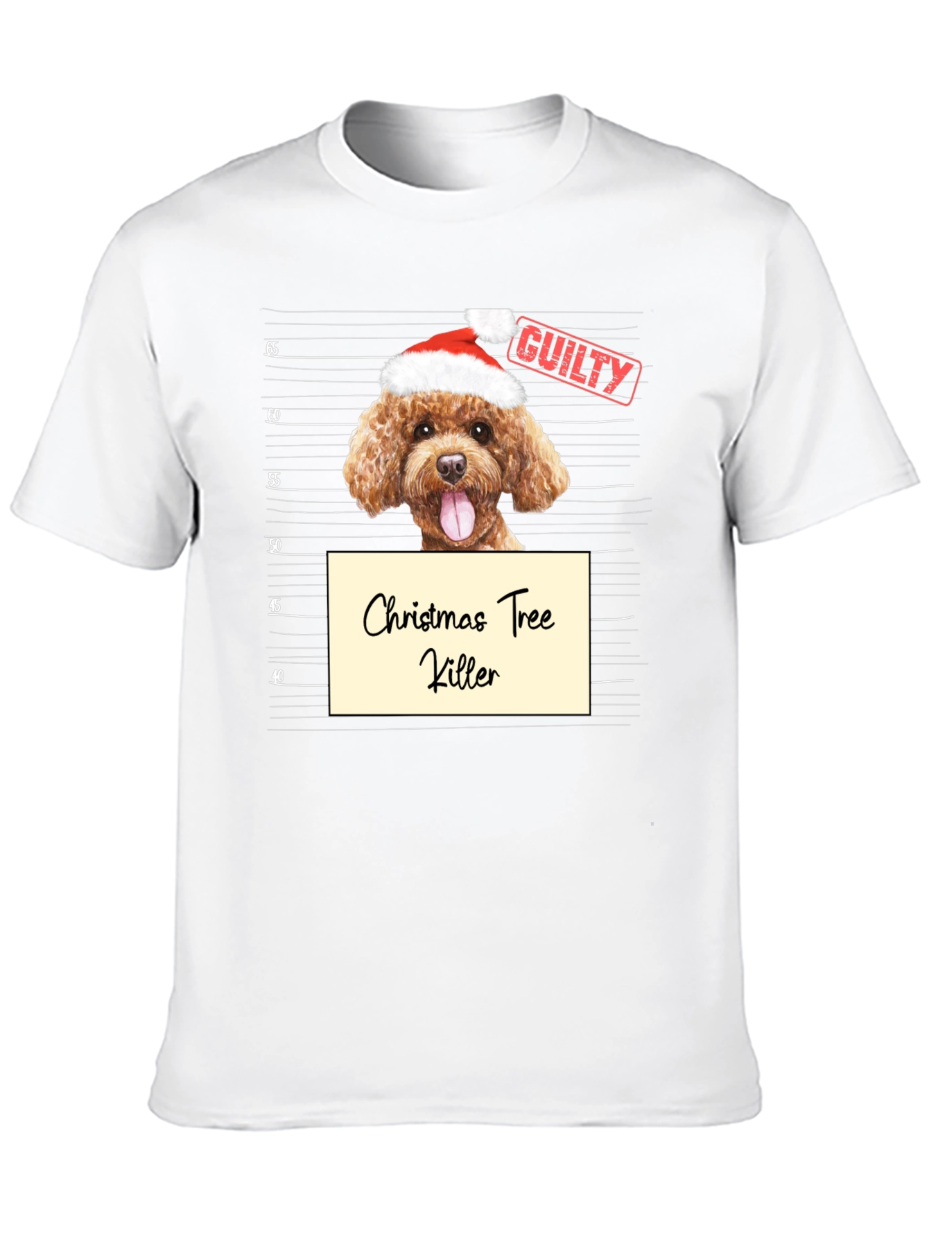 Christmas Tree Killer Dog Mugshot Graphic T-Shirt