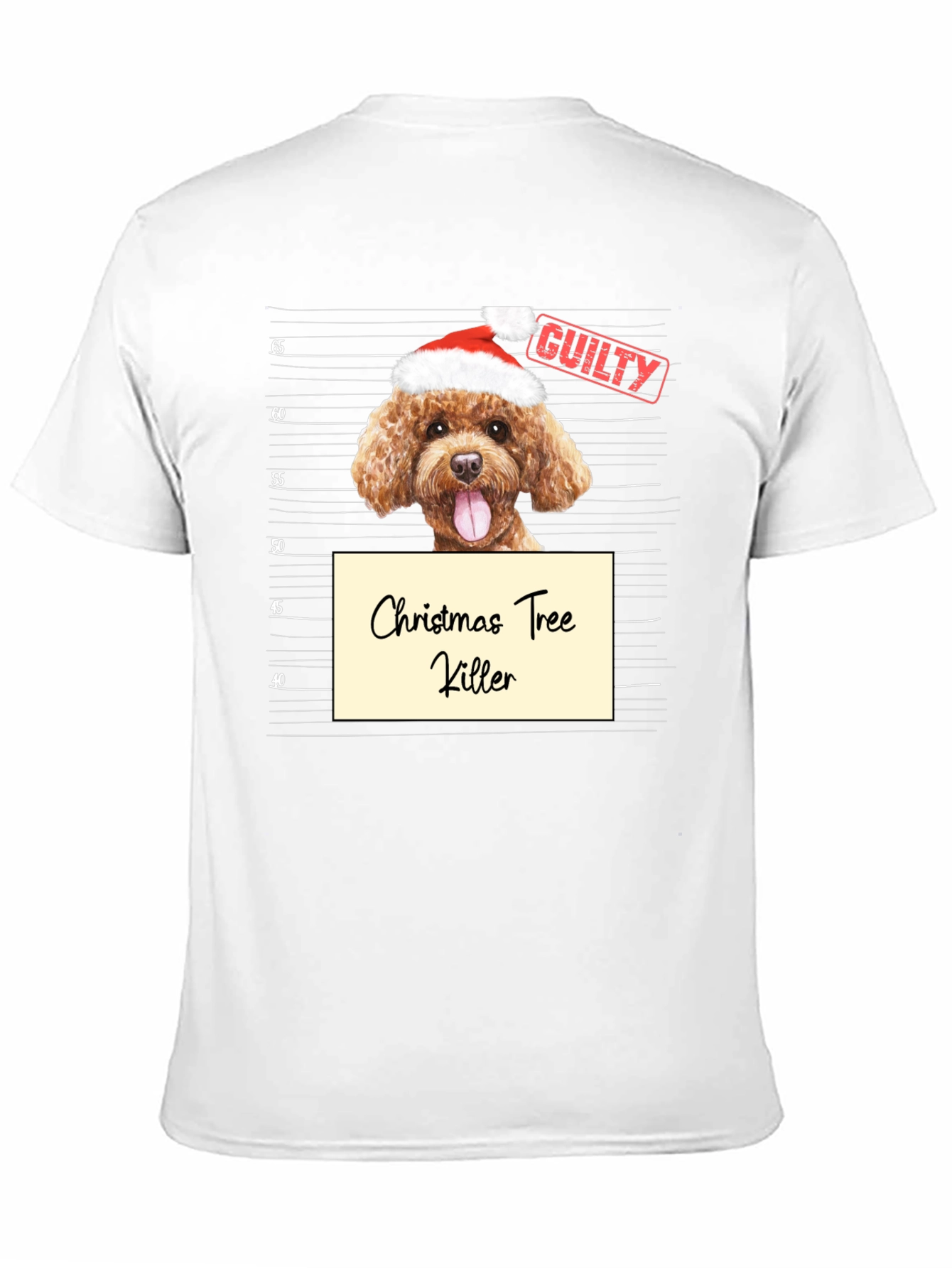 Christmas Tree Killer Dog Mugshot Graphic T-Shirt
