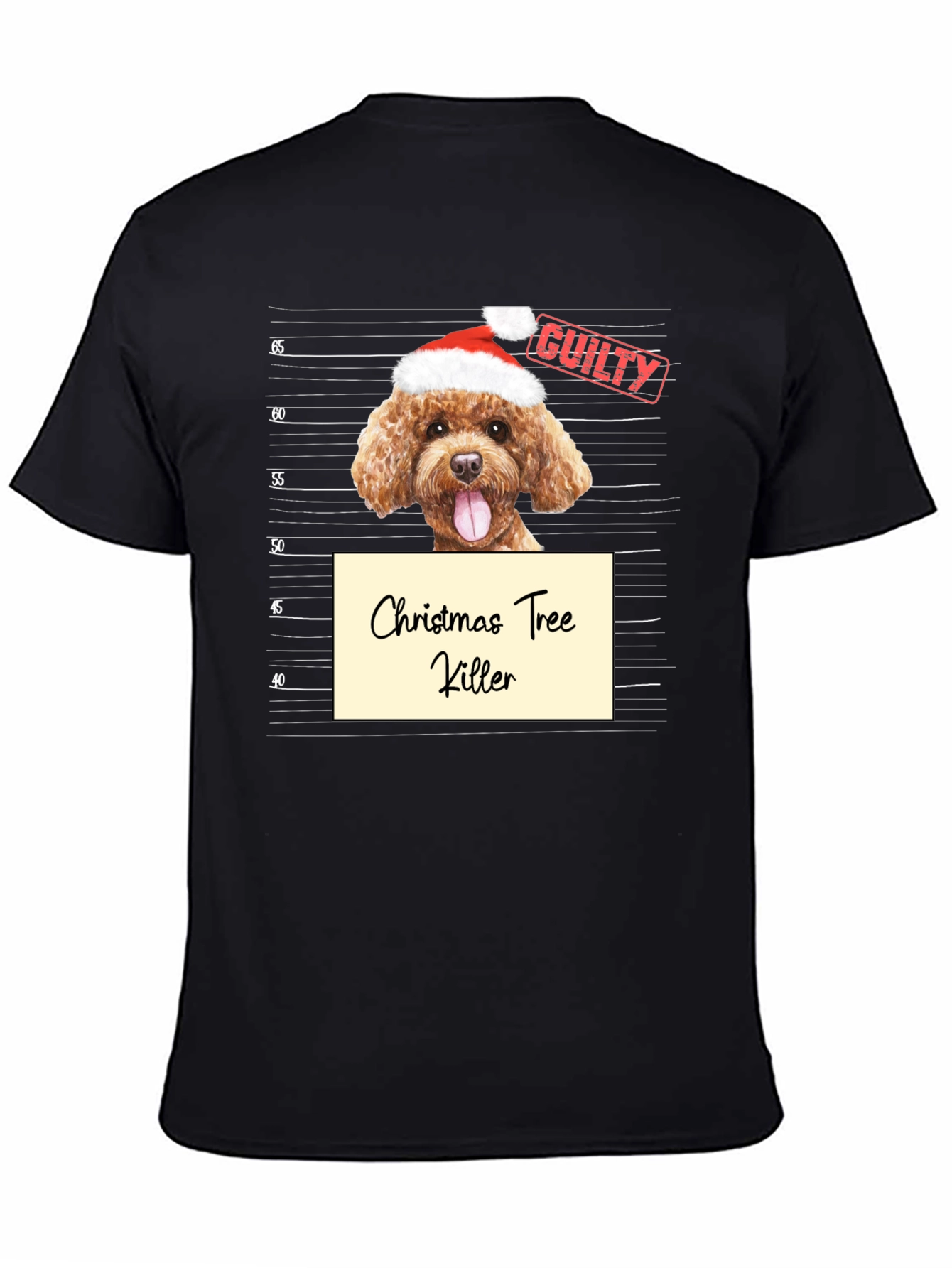 Christmas Tree Killer Dog Mugshot Graphic T-Shirt