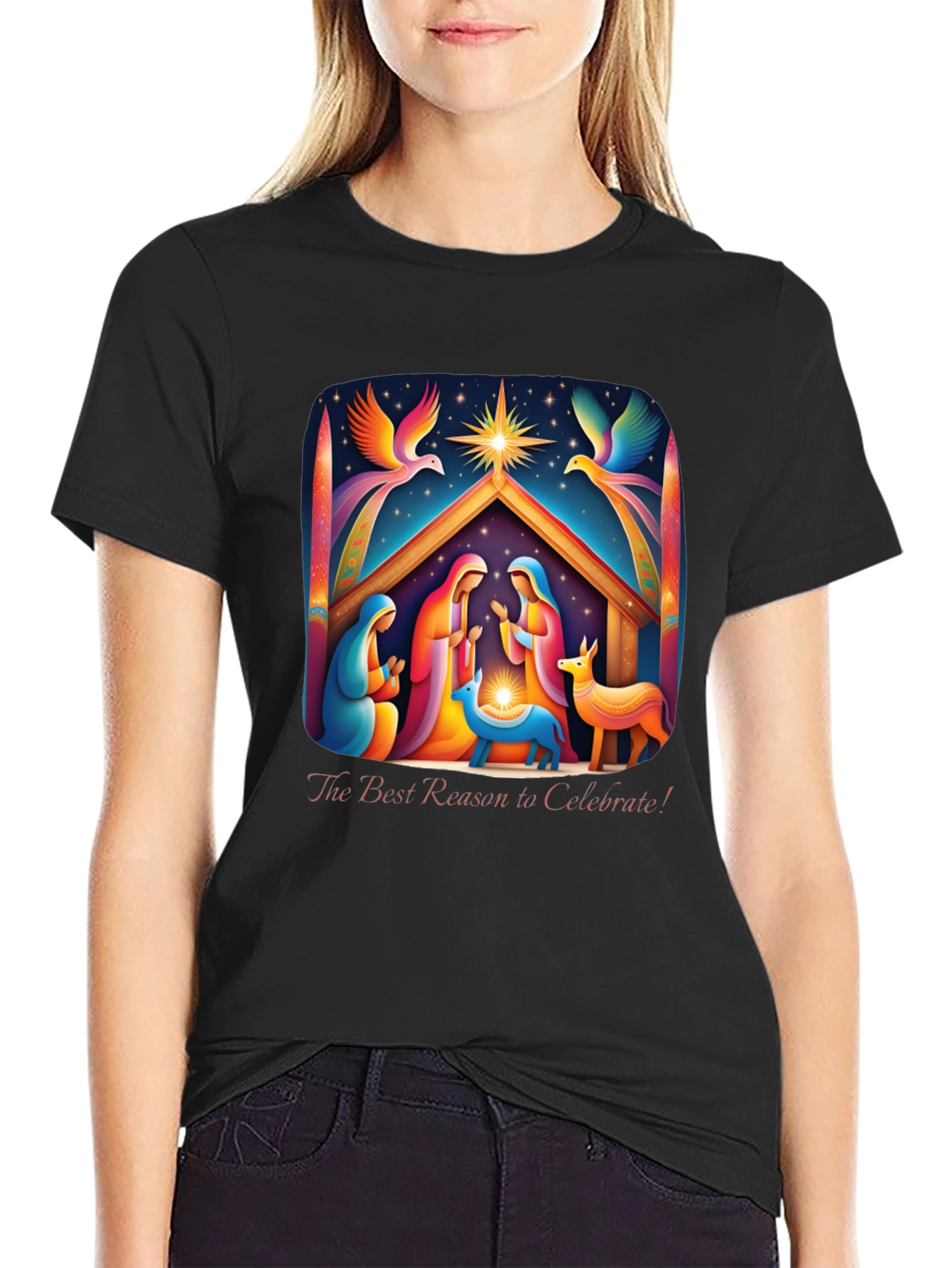 Nativity Scene Graphic Tee - Celebrate The Reason