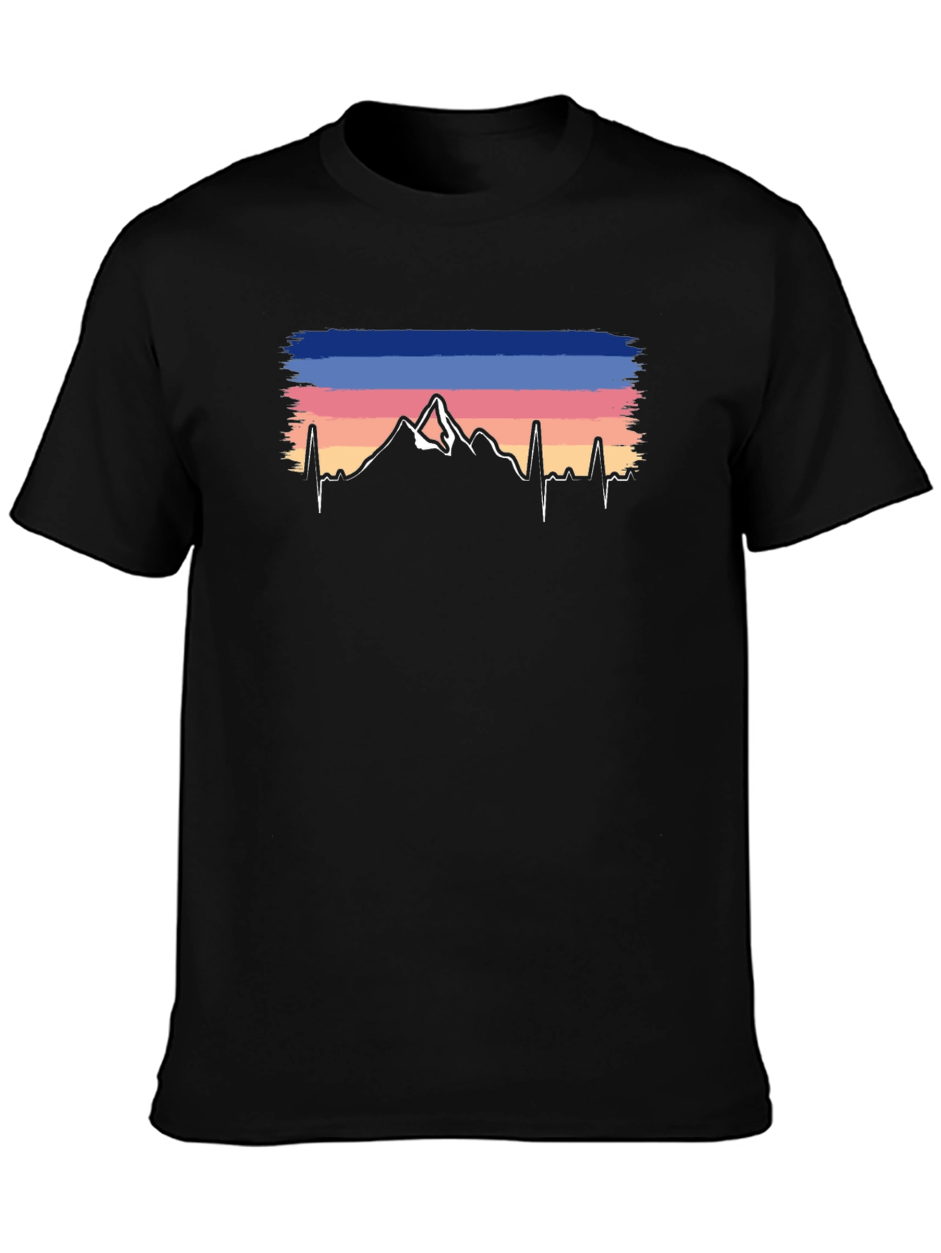 Mountain Peak Heartbeat Graphic Tee - Black