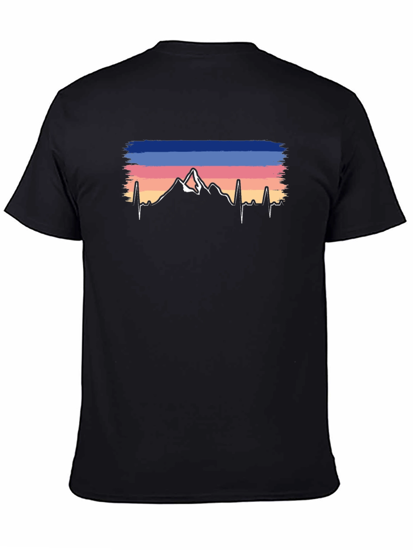 Mountain Peak Heartbeat Graphic Tee - Black