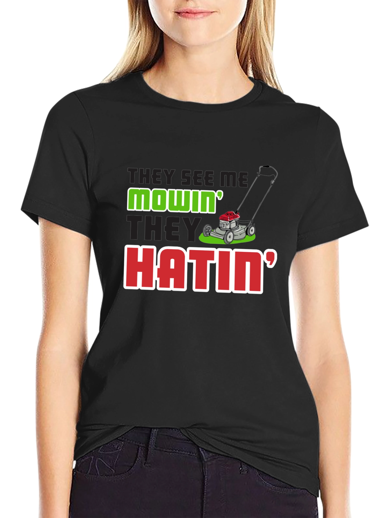 They See Me Mowin Mens Black T-Shirt