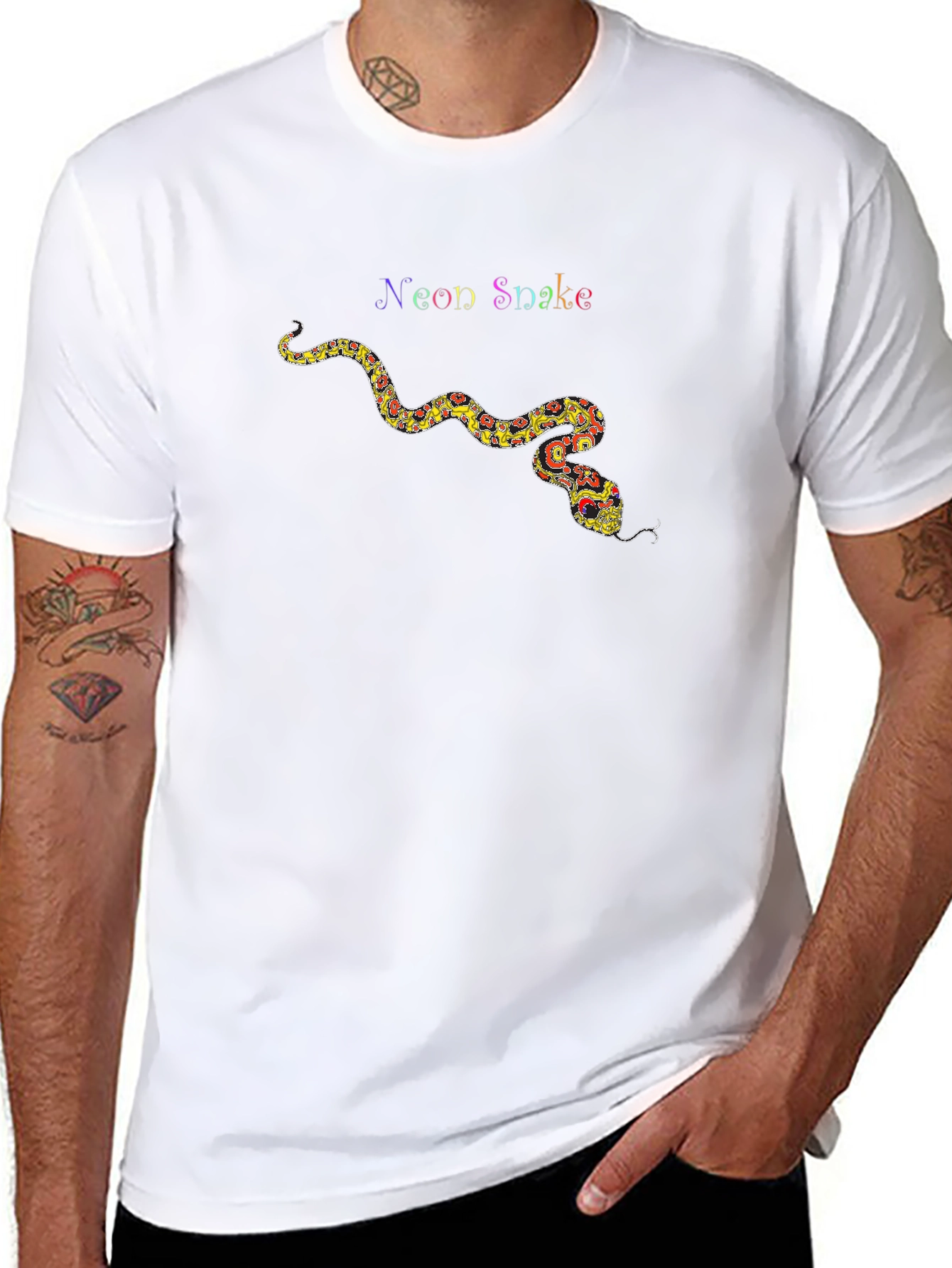 Neon Snake Graphic Tee - Cool Trendy T-Shirt