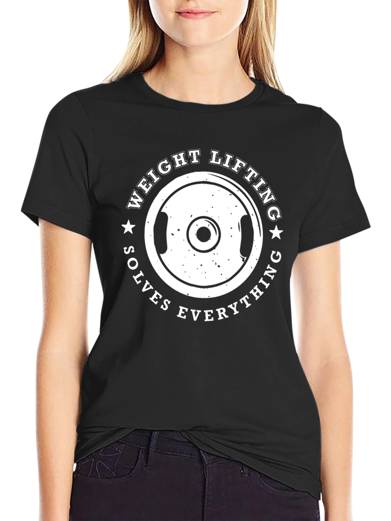 Weight Lifting Solves Everything Black T-Shirt