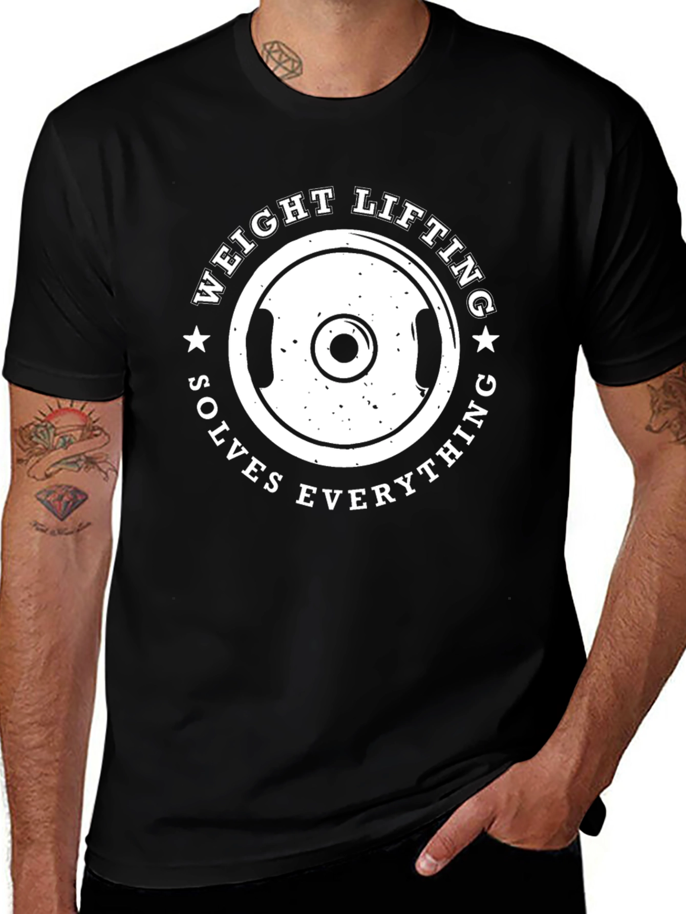 Weight Lifting Solves Everything Black T-Shirt