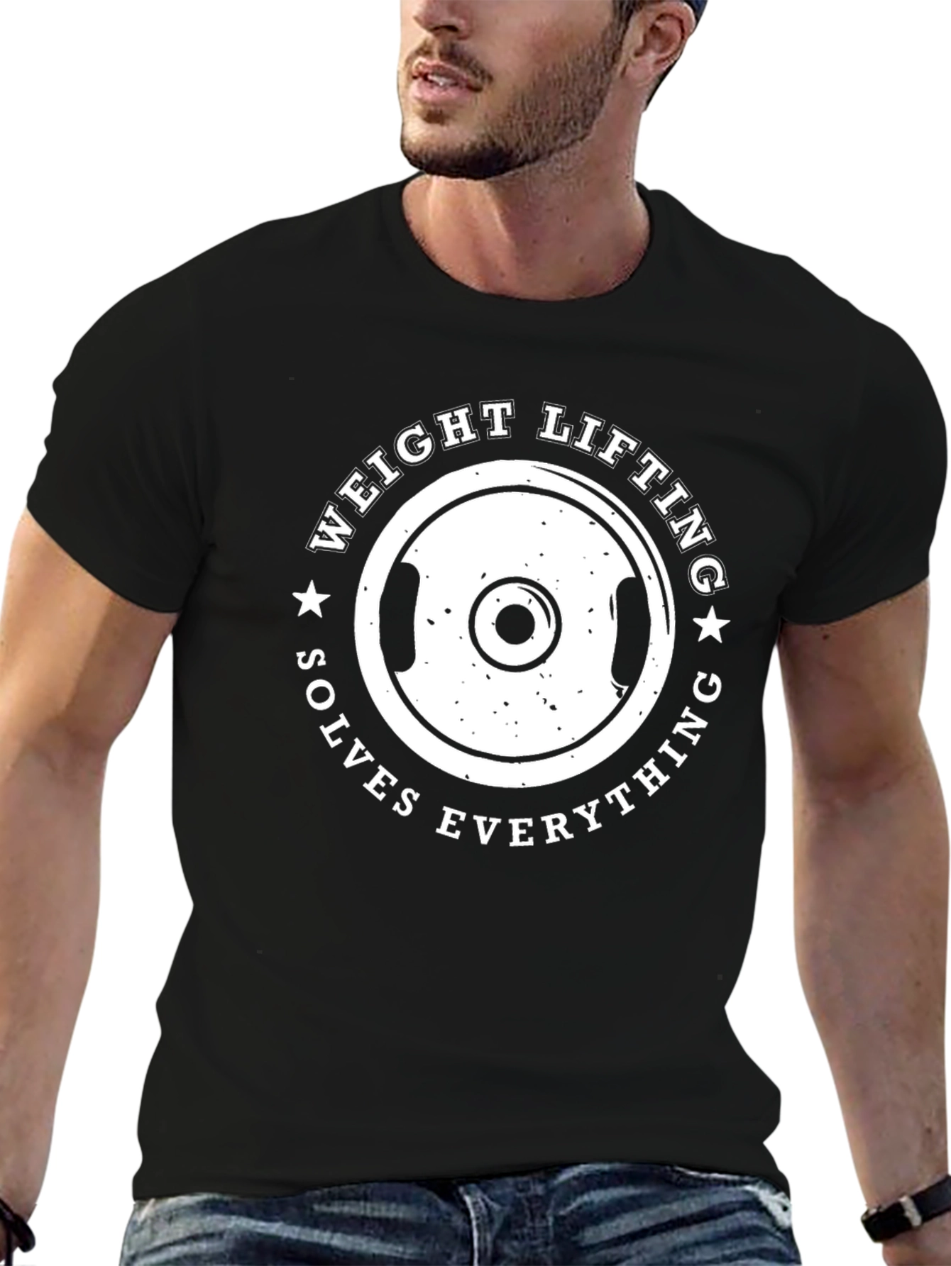 Weight Lifting Solves Everything Black T-Shirt