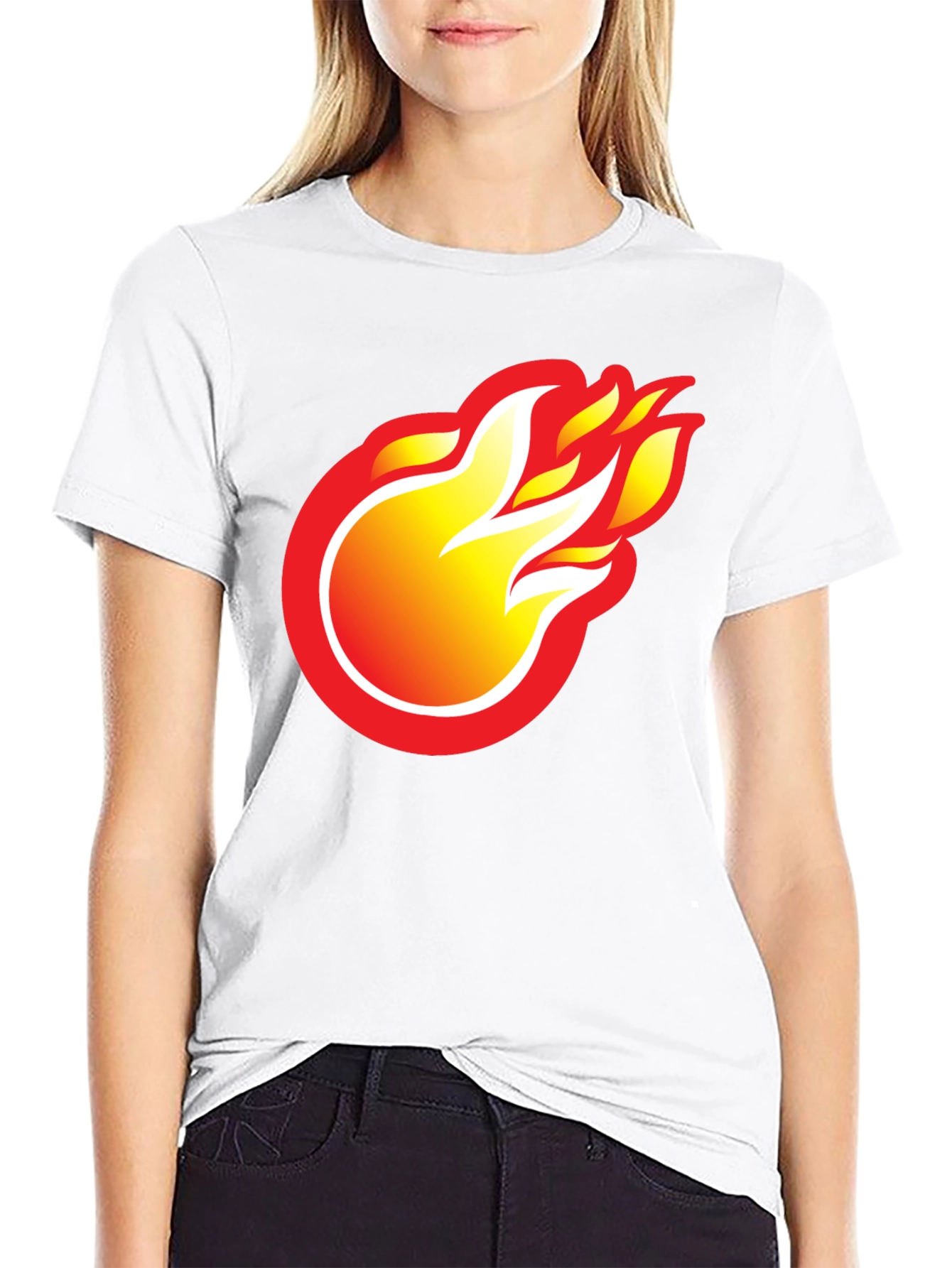 Fiery Flame Graphic Tee - Bold Black T-Shirt