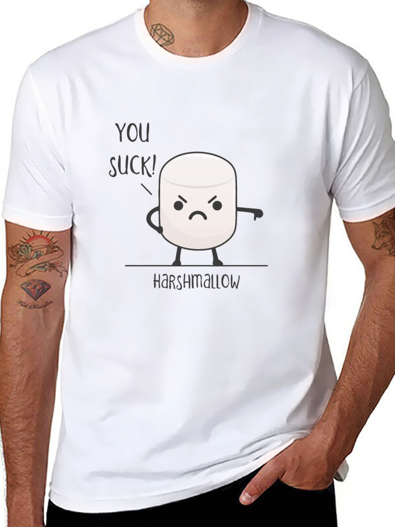 Harshmallow Graphic T-Shirt - Funny Marshmallow Tee