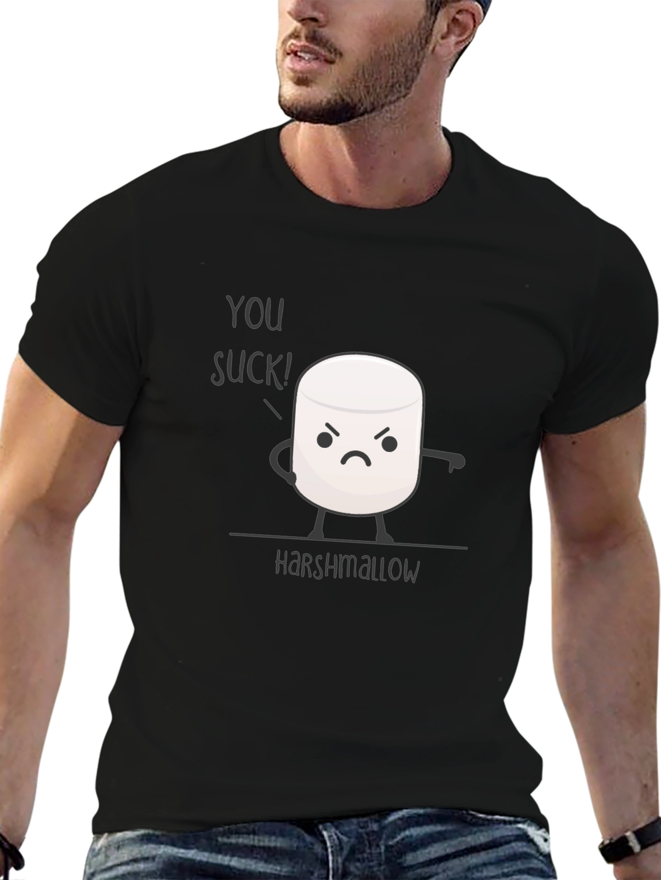 Harshmallow Graphic T-Shirt - Funny Marshmallow Tee