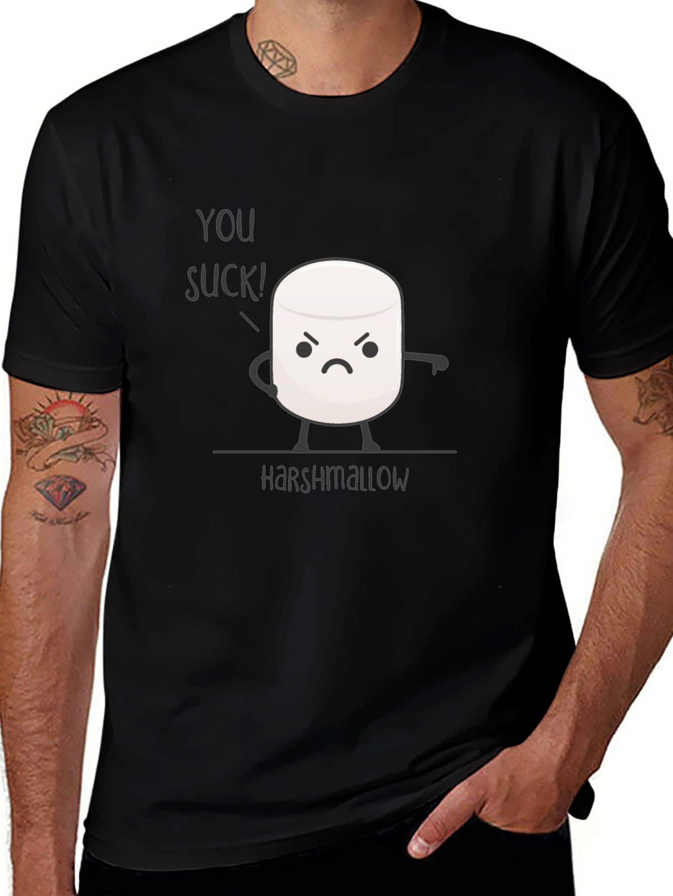 Harshmallow Graphic T-Shirt - Funny Marshmallow Tee