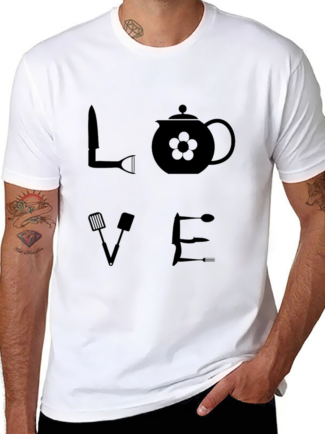 LOVE Kitchen Utensil Graphic T-Shirt - Black