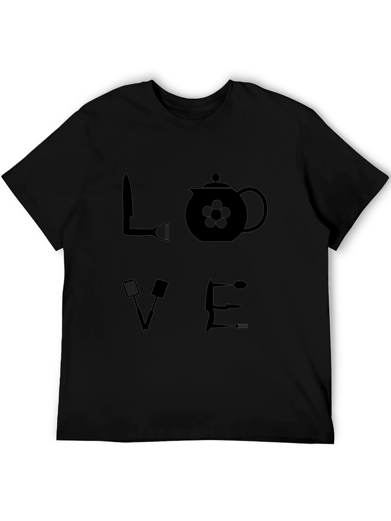 LOVE Kitchen Utensil Graphic T-Shirt - Black