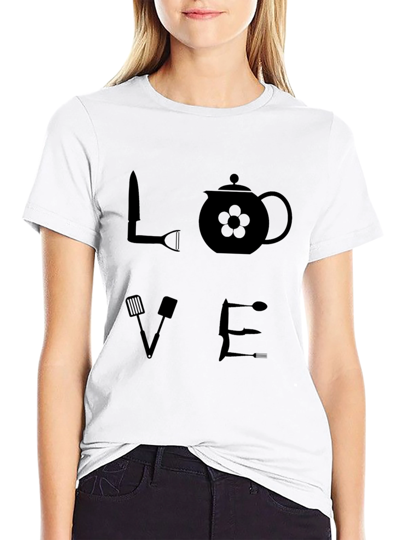 LOVE Kitchen Utensil Graphic T-Shirt - Black