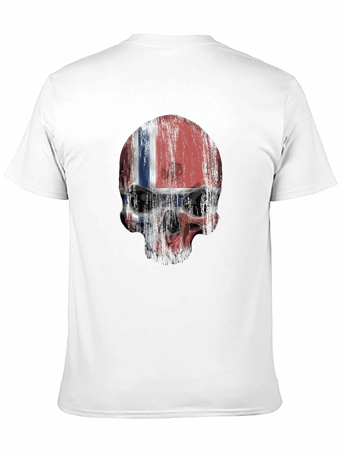 Norway Flag Skull Graphic Print Black T-Shirt