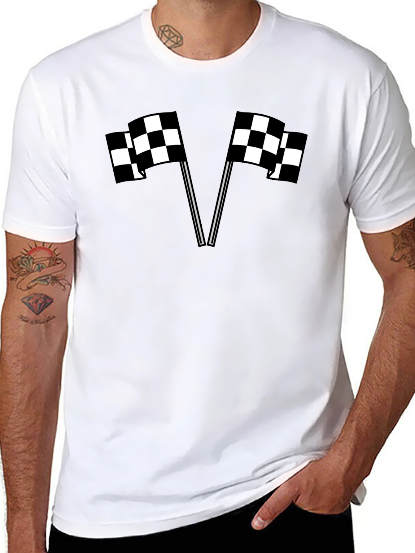 Checkered Flag Graphic T-Shirt - Racing Fan Tee