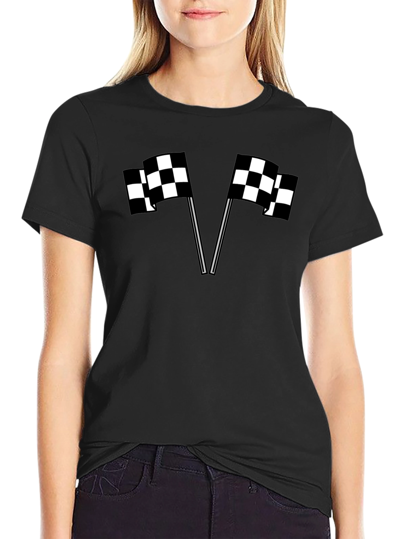 Checkered Flag Graphic T-Shirt - Racing Fan Tee