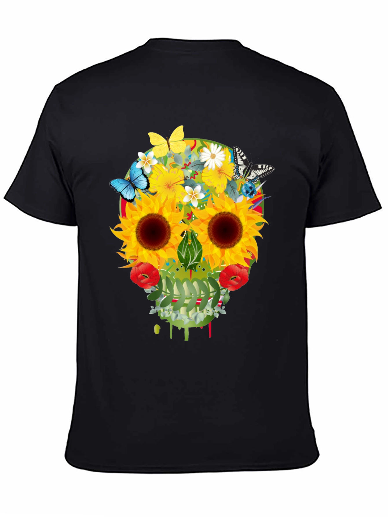 Floral Skull Graphic T-Shirt - Unique Design